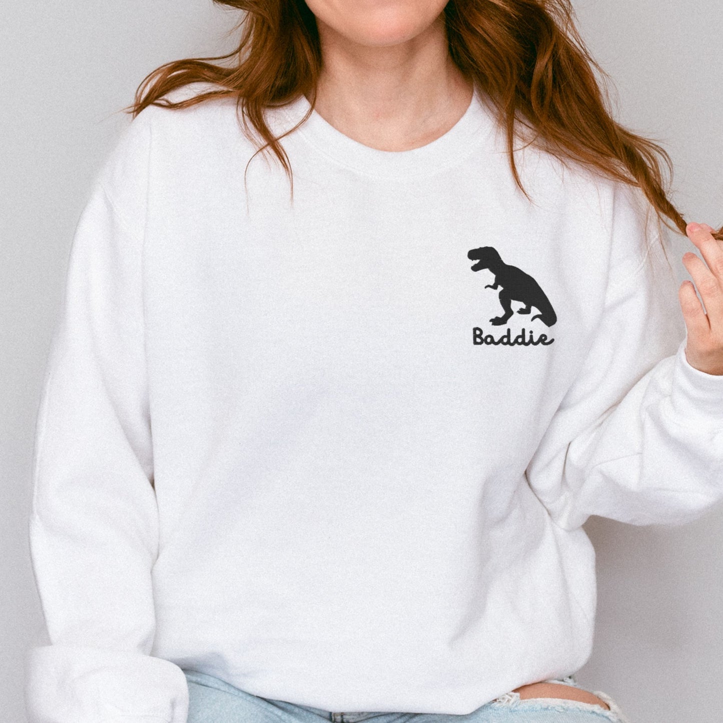 Adult Dinosaur Embroidered Sweatshirt T Rex Shirt