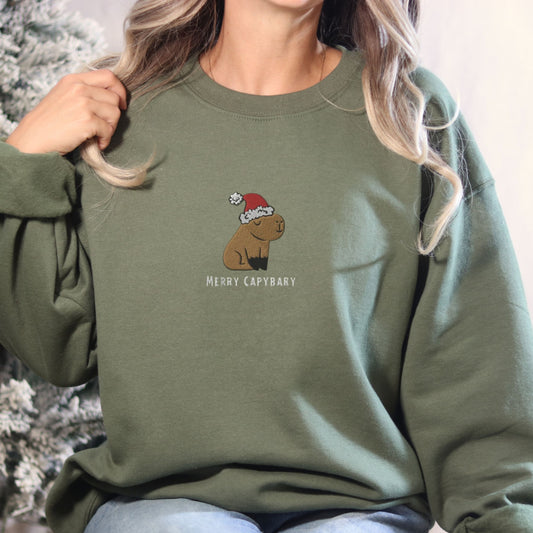 Merry Capybary Embroidered Capybara Sweatshirt