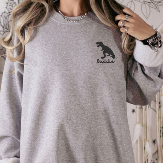 Adult Dinosaur Embroidered Sweatshirt T Rex Shirt