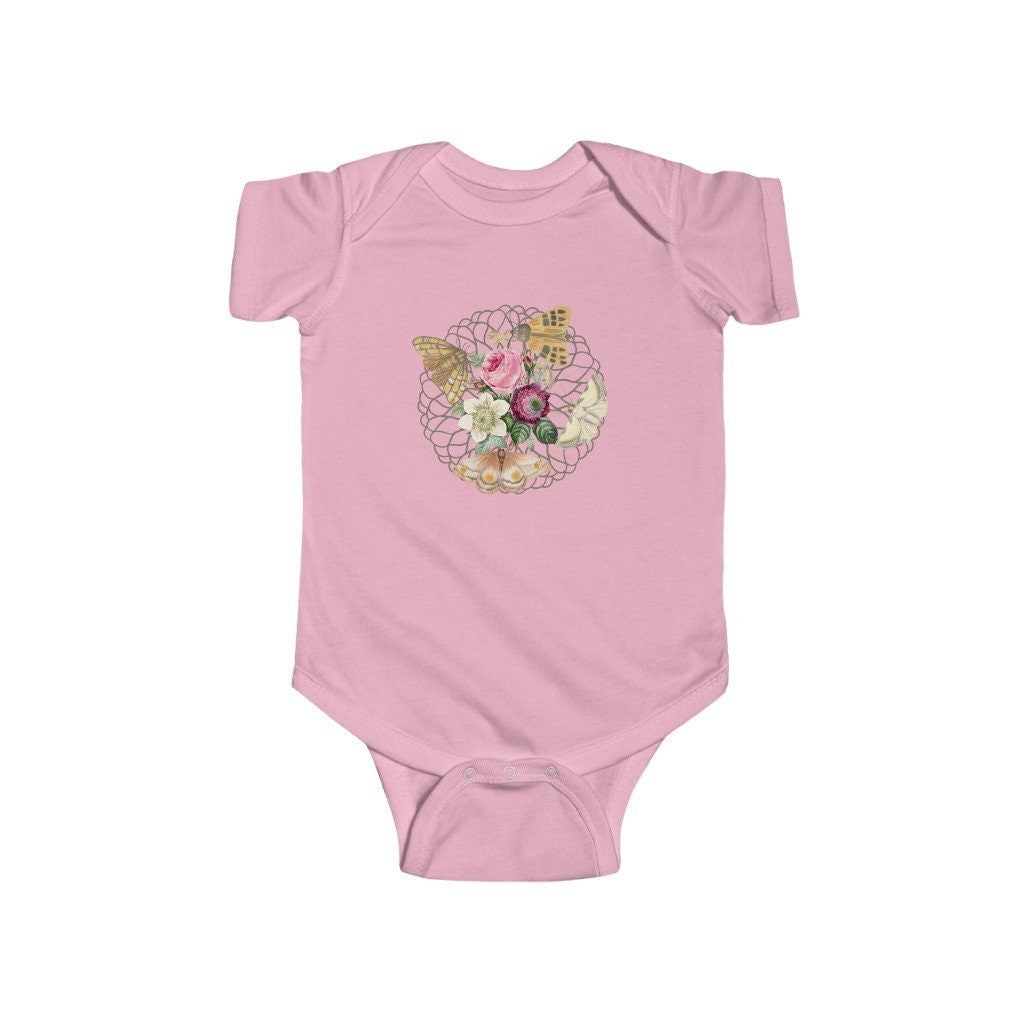 Moth Bodysuit For Baby Boho Baby Clothes Cottagecore Baby Clothes Floral Moth Outfit for Infant Girl Baby Moth Shirt Fairycore Clothes Baby
