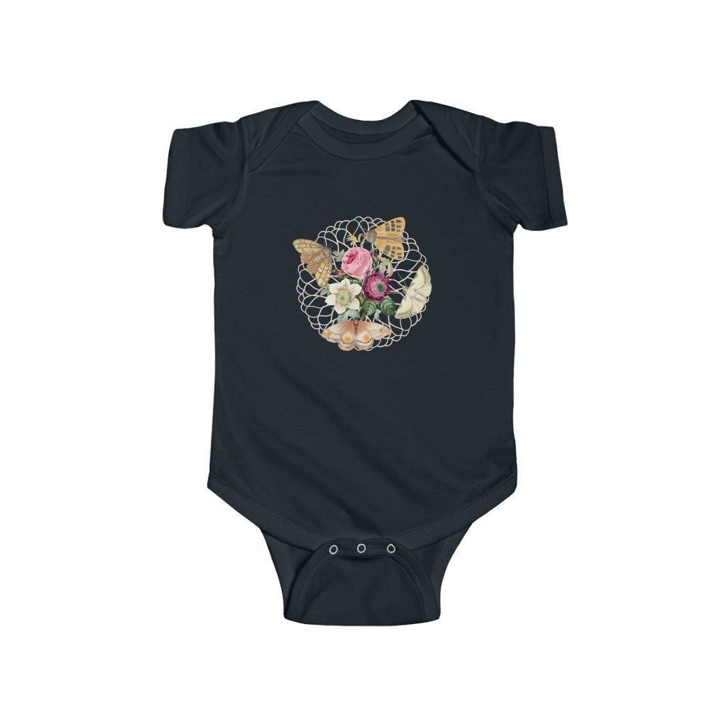 Moth Bodysuit For Baby Boho Baby Clothes Cottagecore Baby Clothes Floral Moth Outfit for Infant Girl Baby Moth Shirt Fairycore Clothes Baby