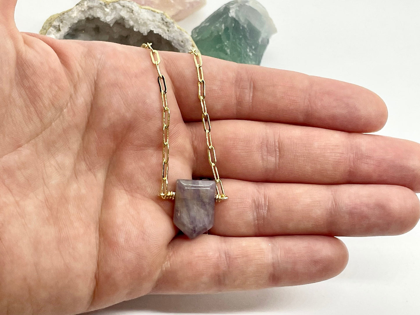 Amethyst Necklace, Amethyst Arrow Necklace, Amethyst Crystal Necklace, Paper Clip Necklace, Minimal Layering Necklace, Fairycore Jewelry