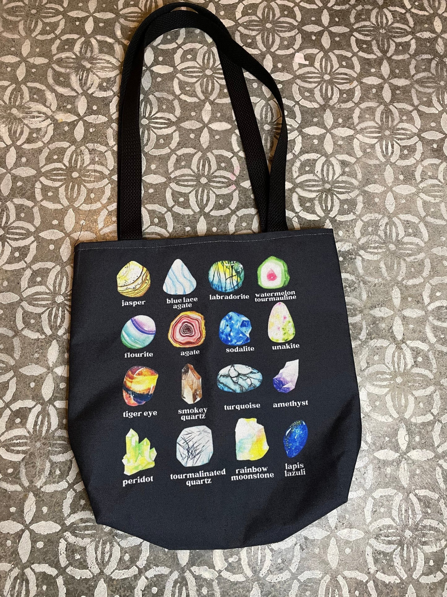 Crystal Tote Bag, Gem and Mineral Tote Bag, Gemstone Gifts, Crystal Gift, Rock Lover Gift, Crystal Lover Gift, Witchy Tote Bag, Geology Gift