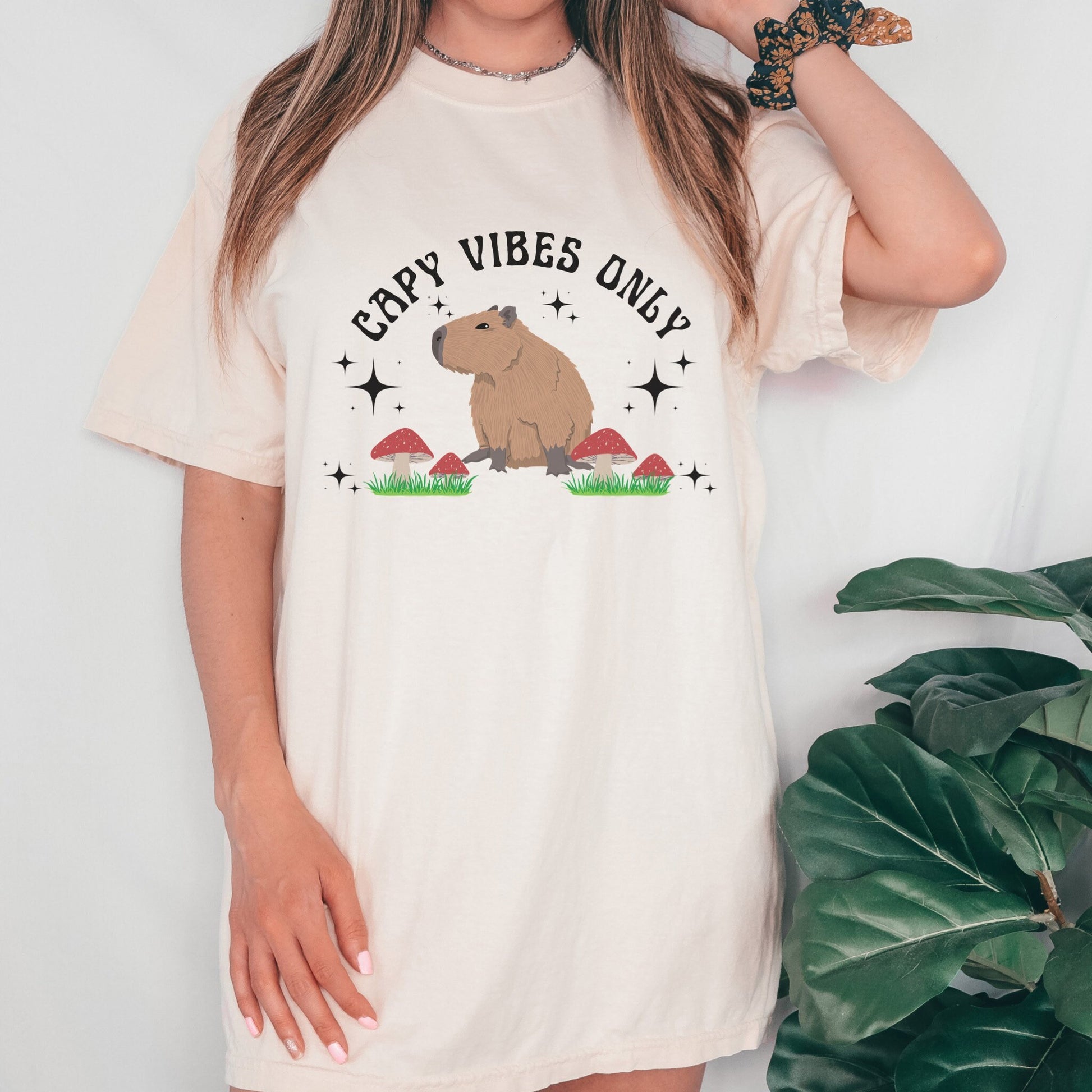 Capybara Shirt Comfort Colors® Shirt Capy Vibes Only Capybara Lover Gifts Retro Mushroom Shirt Weird Shirts Kawaii Animal Preppy Shirt