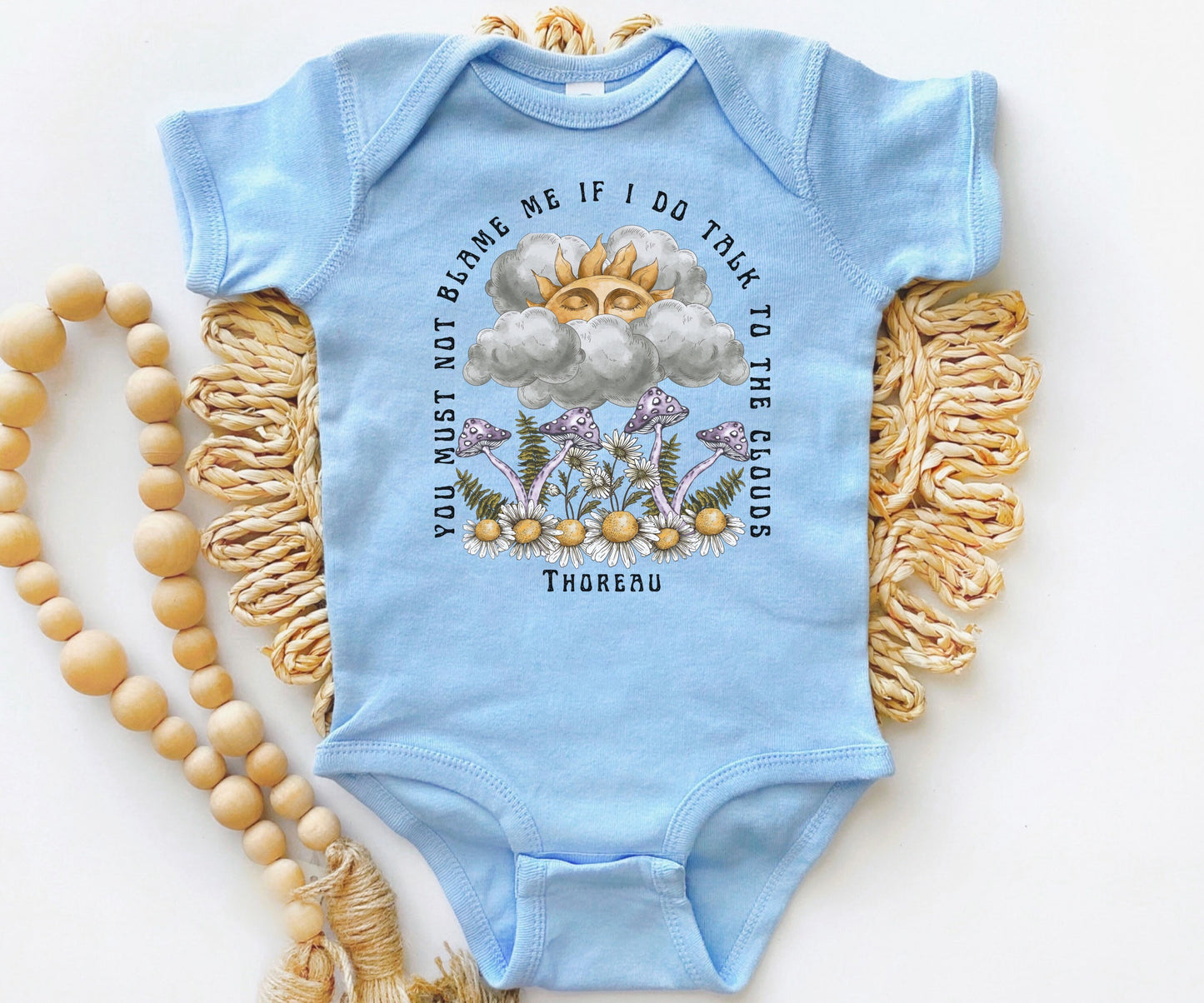 Mushroom Baby Clothes Goblincore Henry David Thoreau Literary Shirt Quote Shirt Sunshine Baby Bodysuit Cottagecore Grunge Poet Baby Shirt