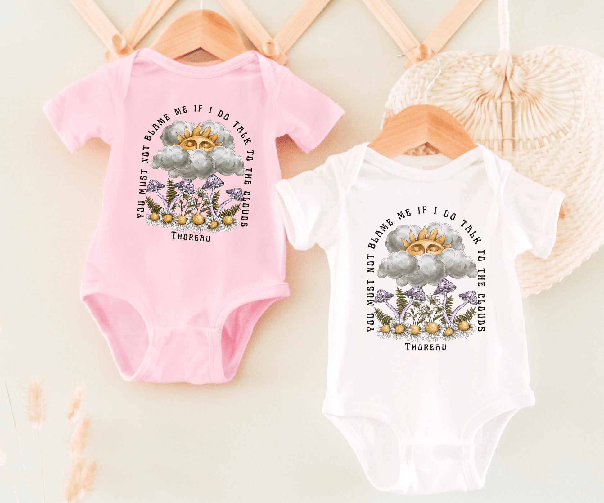 Mushroom Baby Clothes Goblincore Henry David Thoreau Literary Shirt Quote Shirt Sunshine Baby Bodysuit Cottagecore Grunge Poet Baby Shirt