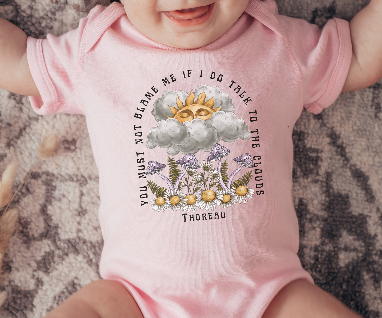 Mushroom Baby Clothes Goblincore Henry David Thoreau Literary Shirt Quote Shirt Sunshine Baby Bodysuit Cottagecore Grunge Poet Baby Shirt