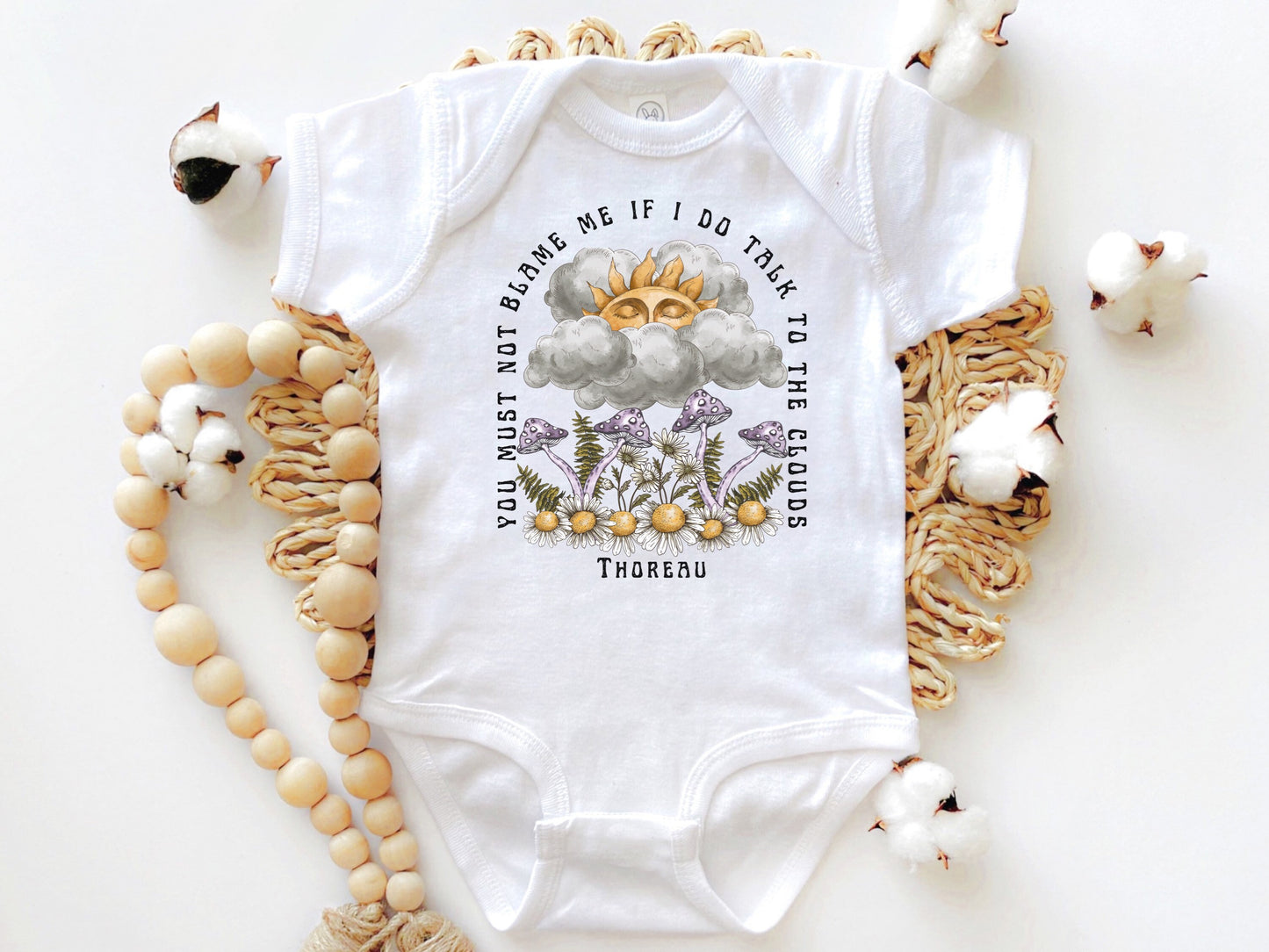 Mushroom Baby Clothes Goblincore Henry David Thoreau Literary Shirt Quote Shirt Sunshine Baby Bodysuit Cottagecore Grunge Poet Baby Shirt