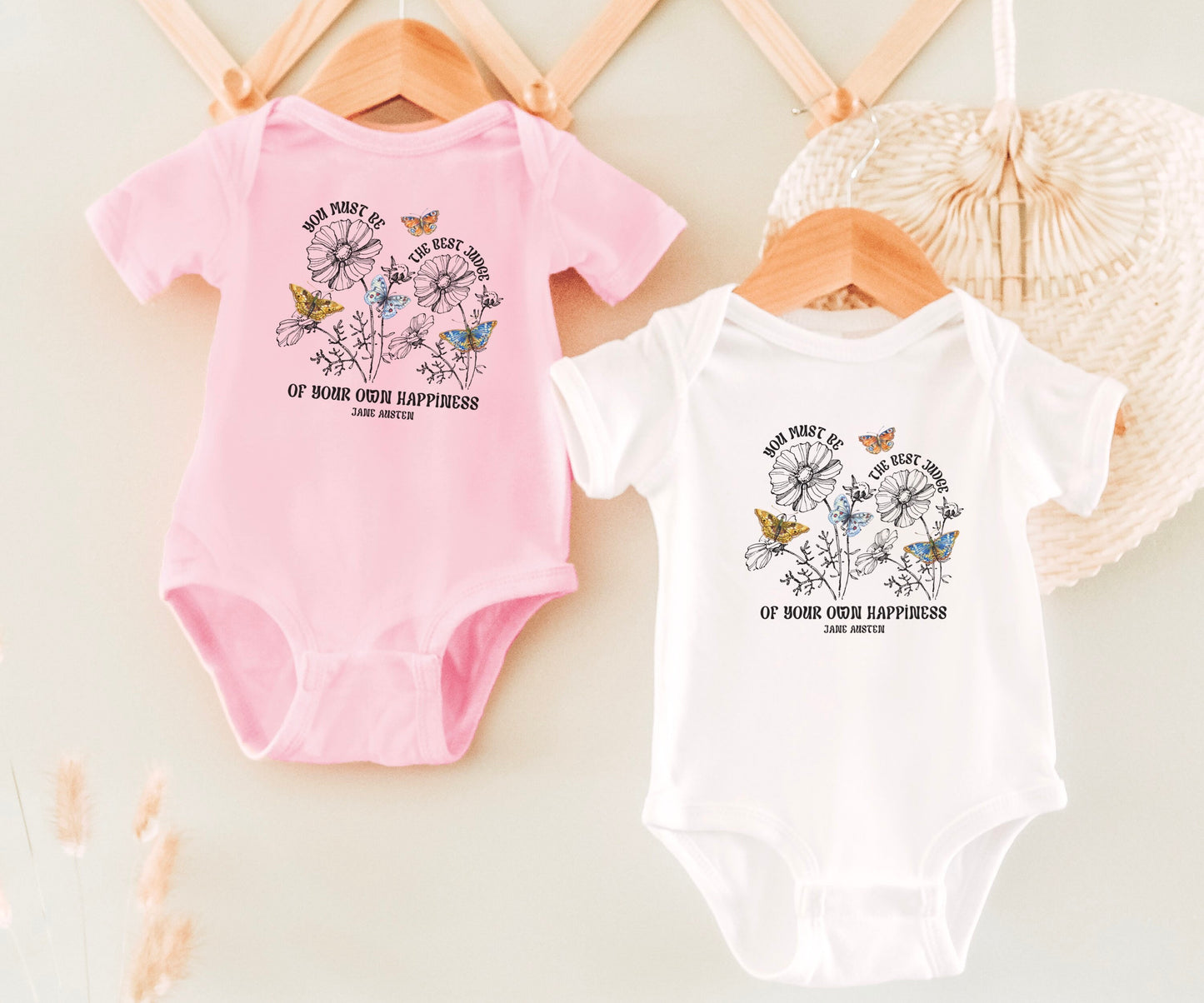 Jane Austen Baby Gifts, Jane Austen Bodysuit, Bookish Baby, Literary Baby, Cottagecore Baby Bodysuit, Butterfly Bodysuit, Baby Girl Clothes