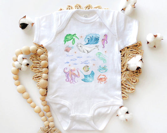 Ocean Animals Baby Bodysuit Oceancore Crustaceancore Sea Bodysuit Mermaid Core Baby Ocean First Birthday Ocean Baby Shower Gift 1st Birthday