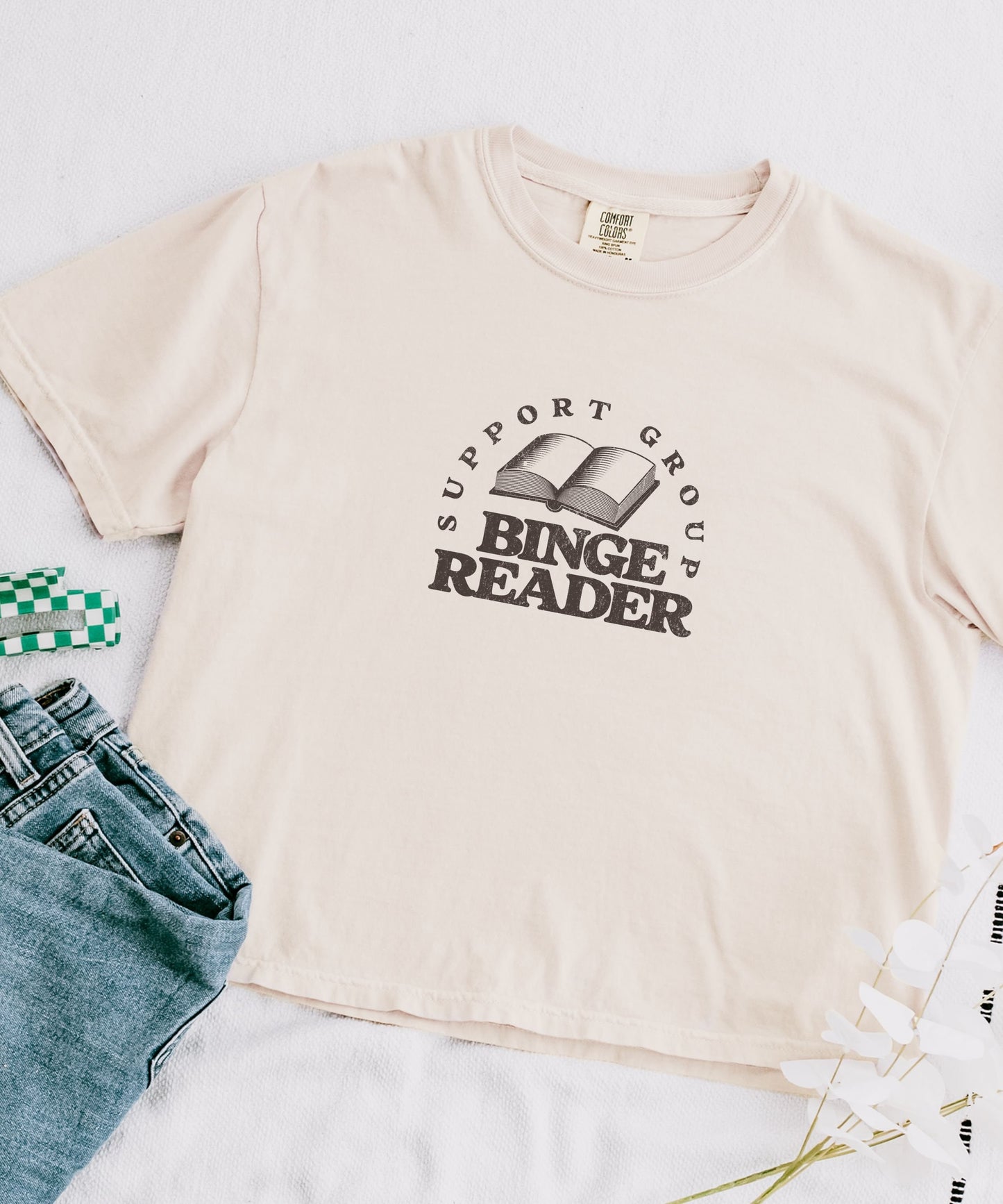 Binge Reader Support Group Semi Cropped Boxy Comfort Colors Shirt Romance Readers Shirt Bookish Tee Gift for Bookworm Book Lover Book Club