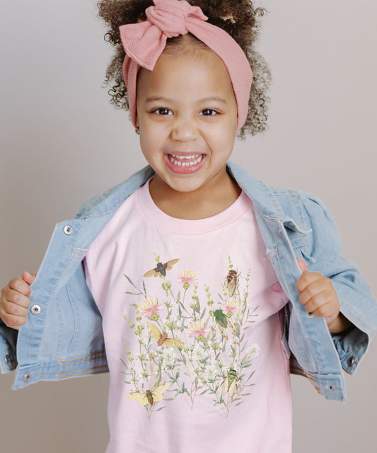 Cicada Toddler Tee Locust Toddler Shirt Wild Flowers Shirt Girl Insect Shirt Cottagecore Goblincore Granola Girl FairyCore Forestcore TShirt