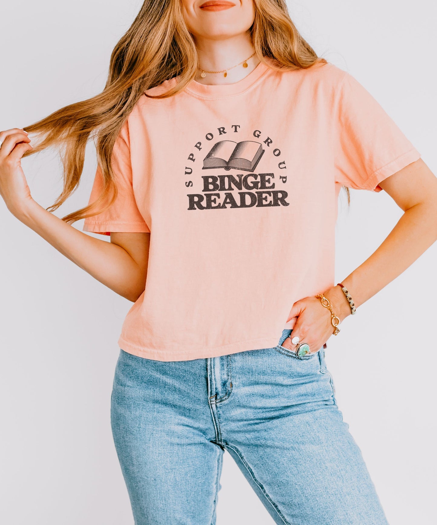Binge Reader Support Group Semi Cropped Boxy Comfort Colors Shirt Romance Readers Shirt Bookish Tee Gift for Bookworm Book Lover Book Club
