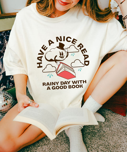 Have a Nice Read Shirt Retro Bookish Shirt Bookish Things Born To Read Book Shirts Women Rainy Aesthetic Tee Booklover Gift Books Merch TBR