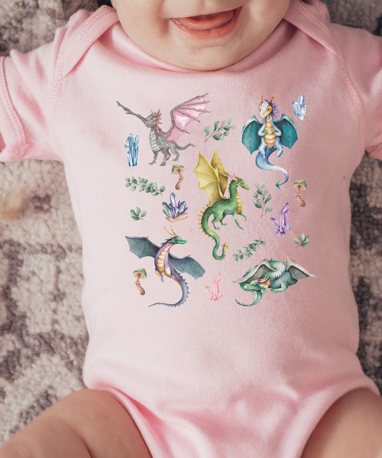 Dragon Bodysuit Baby Mushroom Crystal Cottagecore Fairytale Outfit Cottagecore Forest Core Fairycore Baby Shower Dragon 1st Birthday Party
