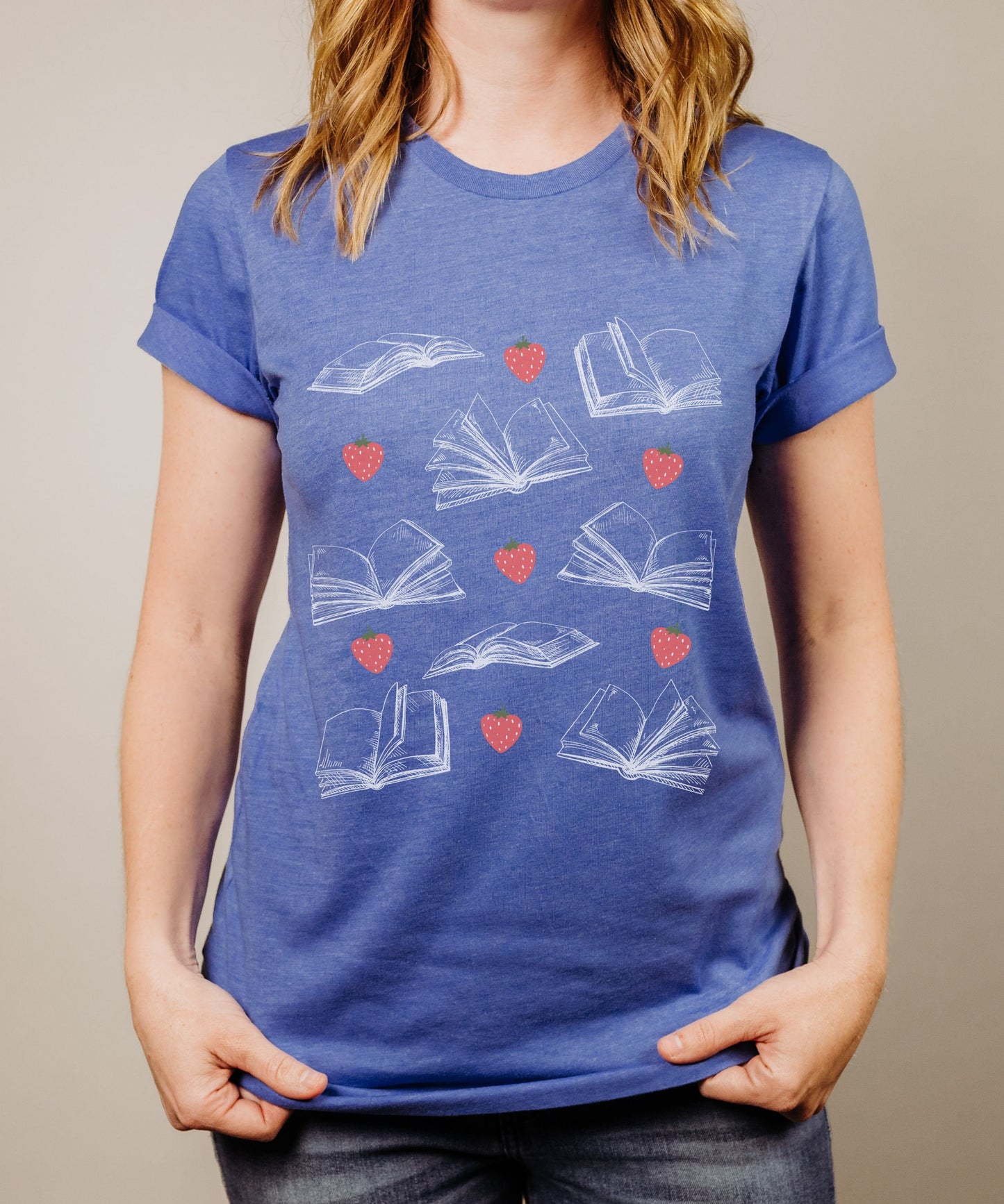 Books and Berries Shirt Strawberry Shirt Bookish T-shirts, Bookish Things Cottagecore Clothes Literary Shirt Light Academia Booklover Tee