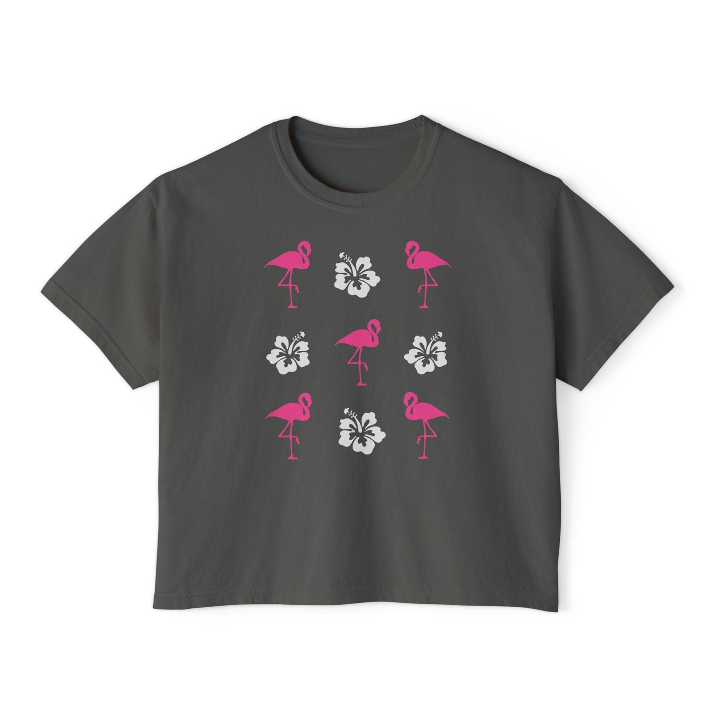 Flamingo Shirt Women Semi Cropped Tee Hibiscus Shirt Coconut Girl Beachy Shirt Flamingo Gifts Preppy Stuff Ocean Animal Shirt Teen Girl Gift