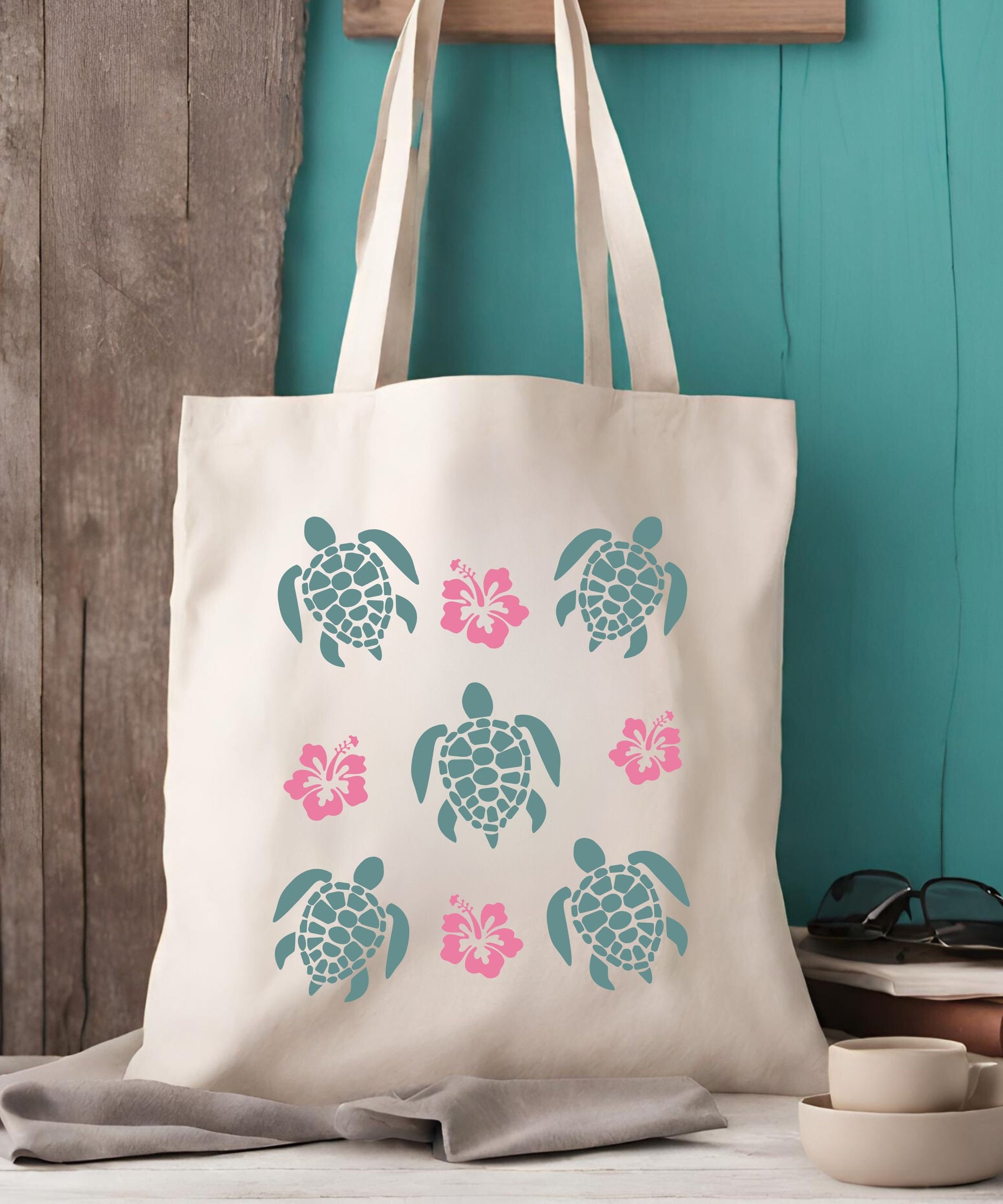 Sea Turtle Tote Bag, Hibiscus Bag Preppy Stuff Mermaidcore Coconut Girl Mermaid Core Mini Sea Turtle Gifts Seaturtle Cruise Accessories