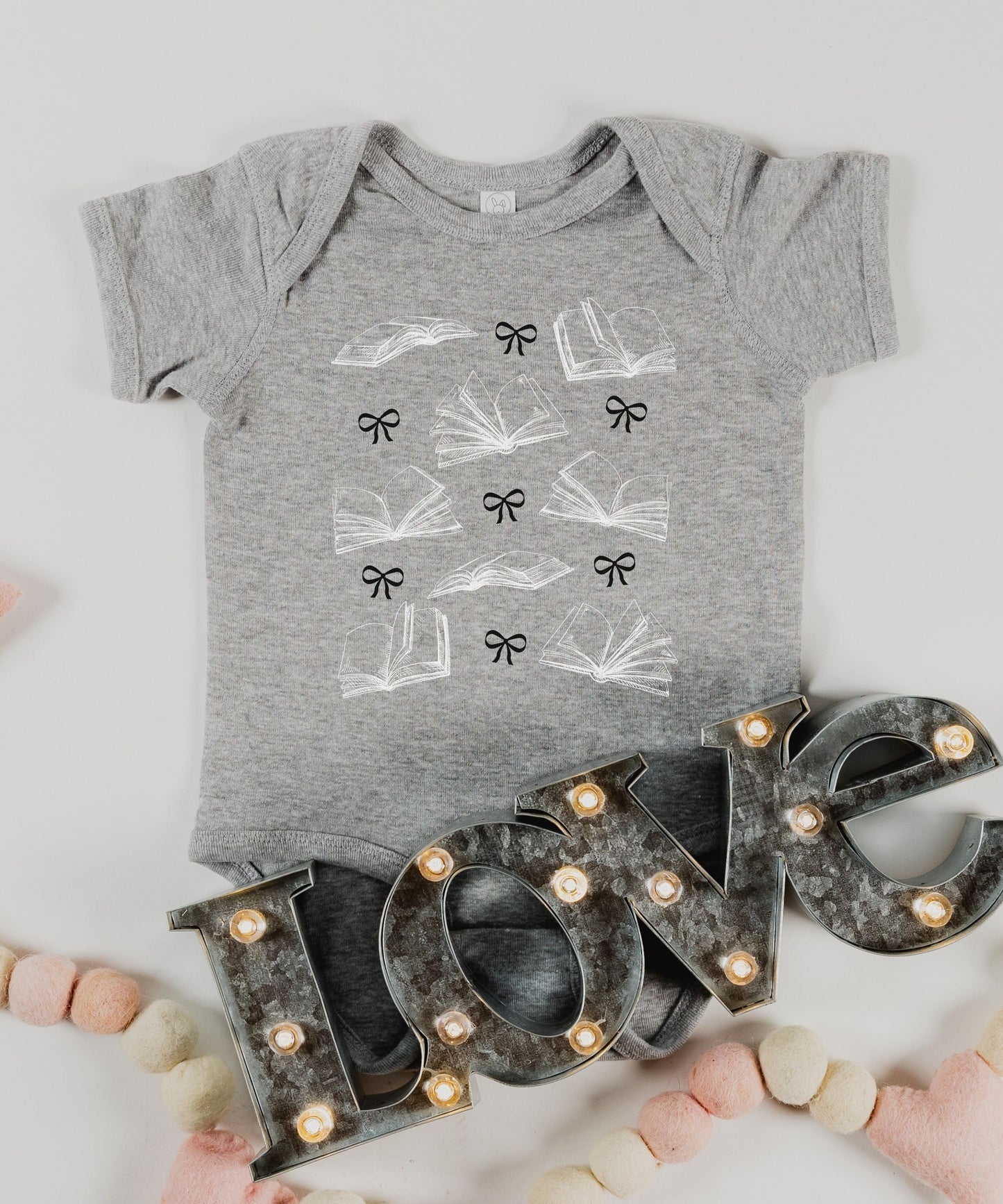 Books and Bows Coquette Baby Bodysuit, Bookish Baby Gifts Book Baby Shower Bookworm Baby Dark Coquette Baby Girl Bodysuit Booklover Baby