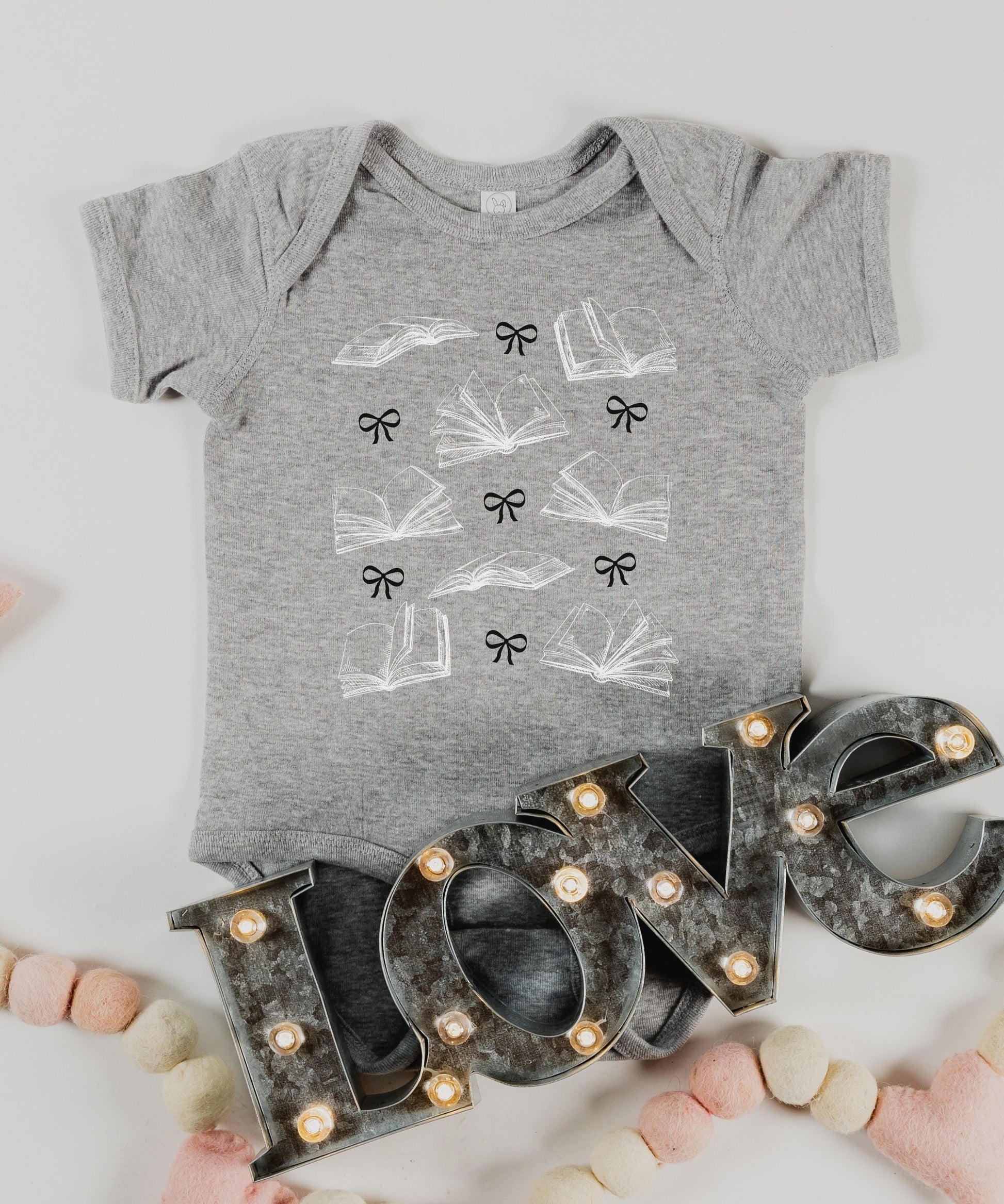 Books and Bows Coquette Baby Bodysuit, Bookish Baby Gifts Book Baby Shower Bookworm Baby Dark Coquette Baby Girl Bodysuit Booklover Baby