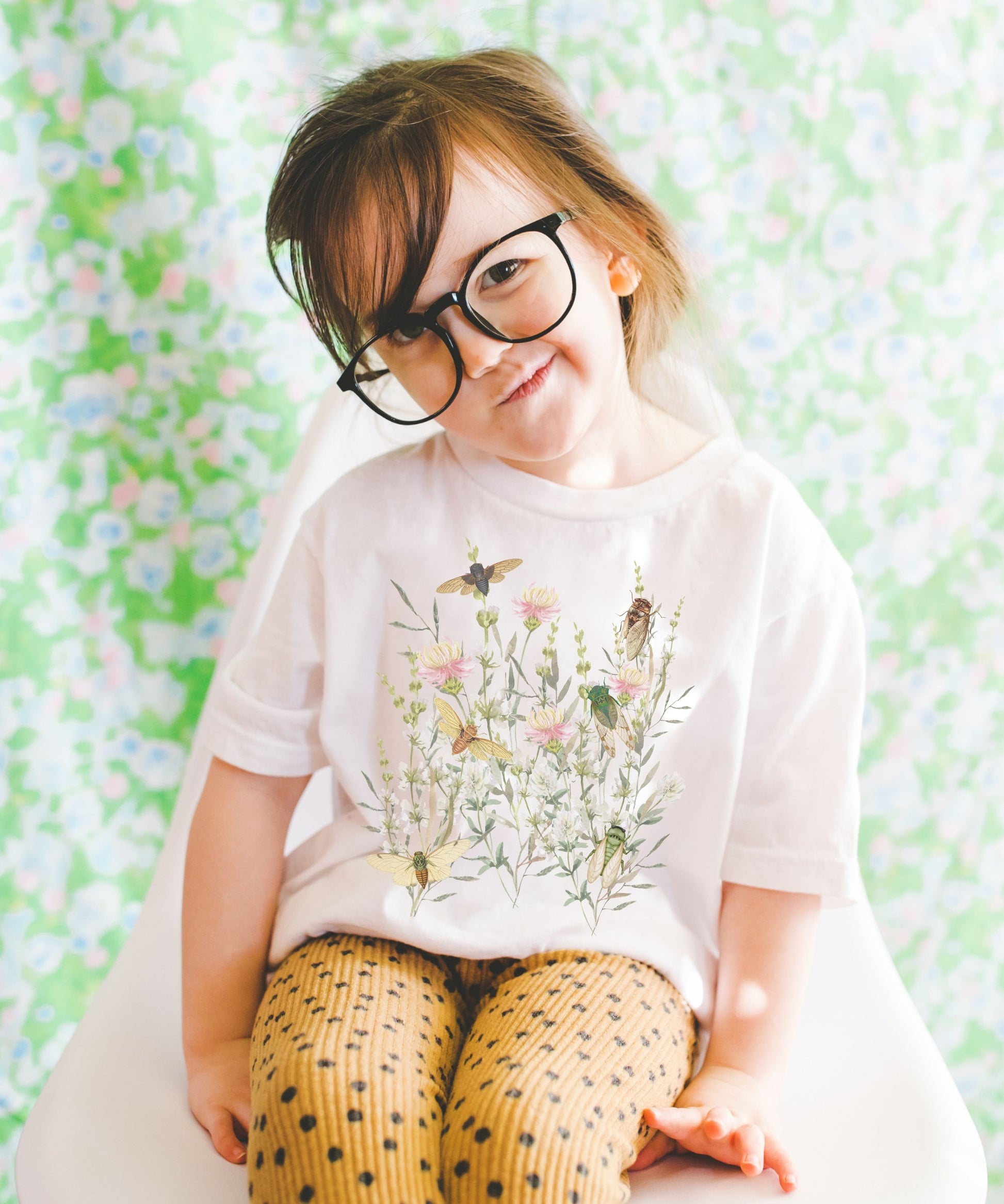 Cicada Toddler Tee Locust Toddler Shirt Wild Flowers Shirt Girl Insect Shirt Cottagecore Goblincore Granola Girl FairyCore Forestcore TShirt