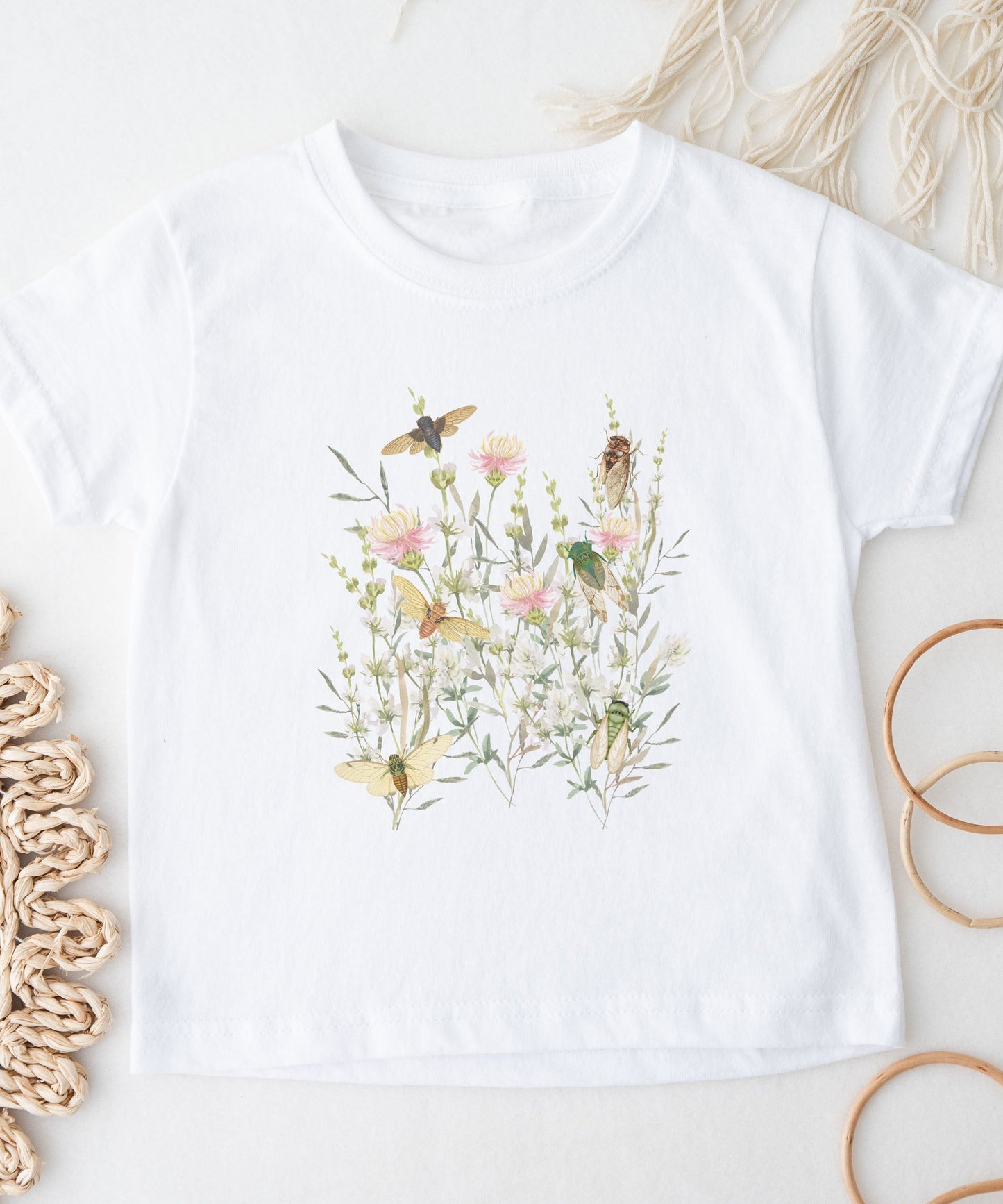 Cicada Toddler Tee Locust Toddler Shirt Wild Flowers Shirt Girl Insect Shirt Cottagecore Goblincore Granola Girl FairyCore Forestcore TShirt