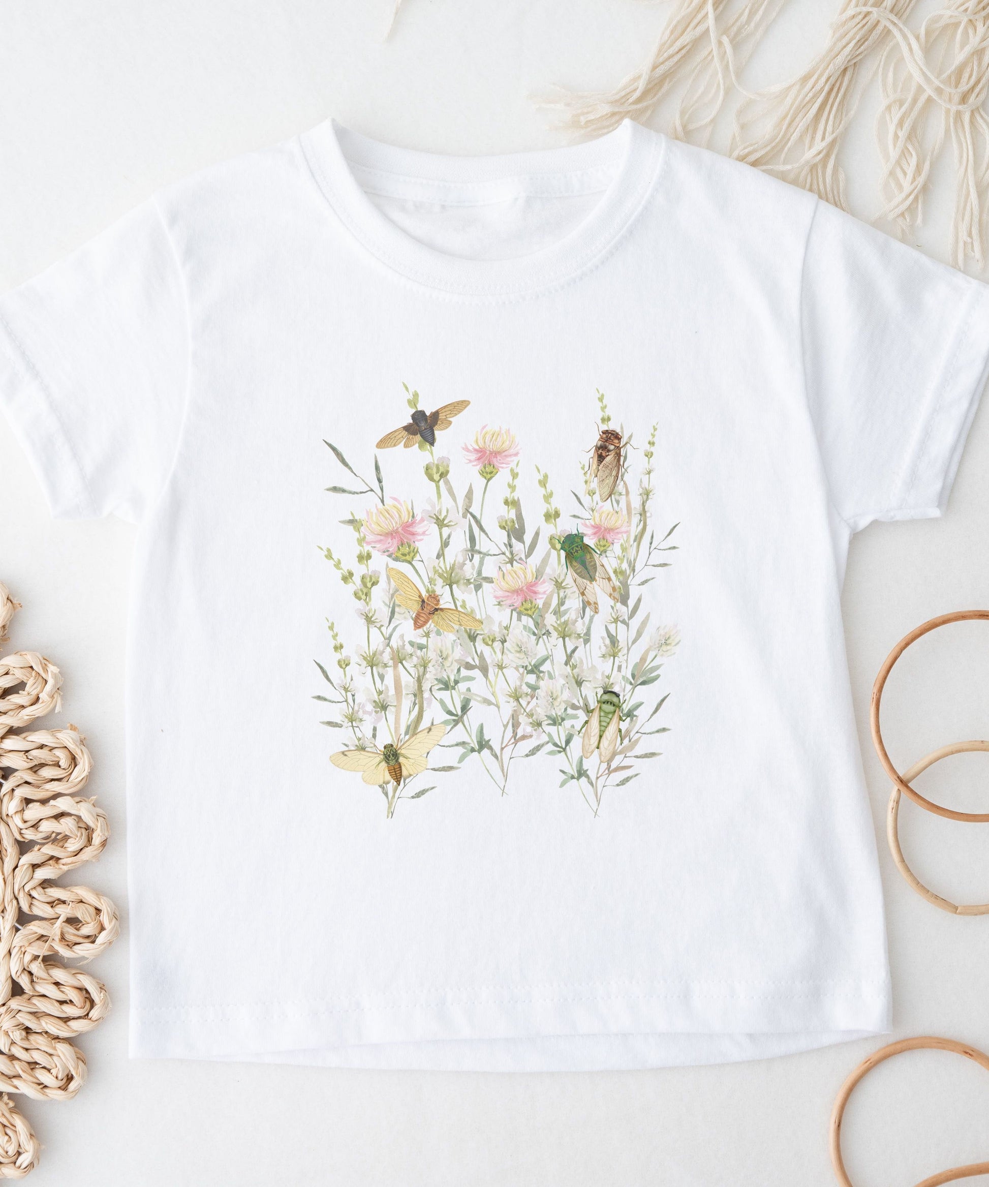 Cicada Toddler Tee Locust Toddler Shirt Wild Flowers Shirt Girl Insect Shirt Cottagecore Goblincore Granola Girl FairyCore Forestcore TShirt