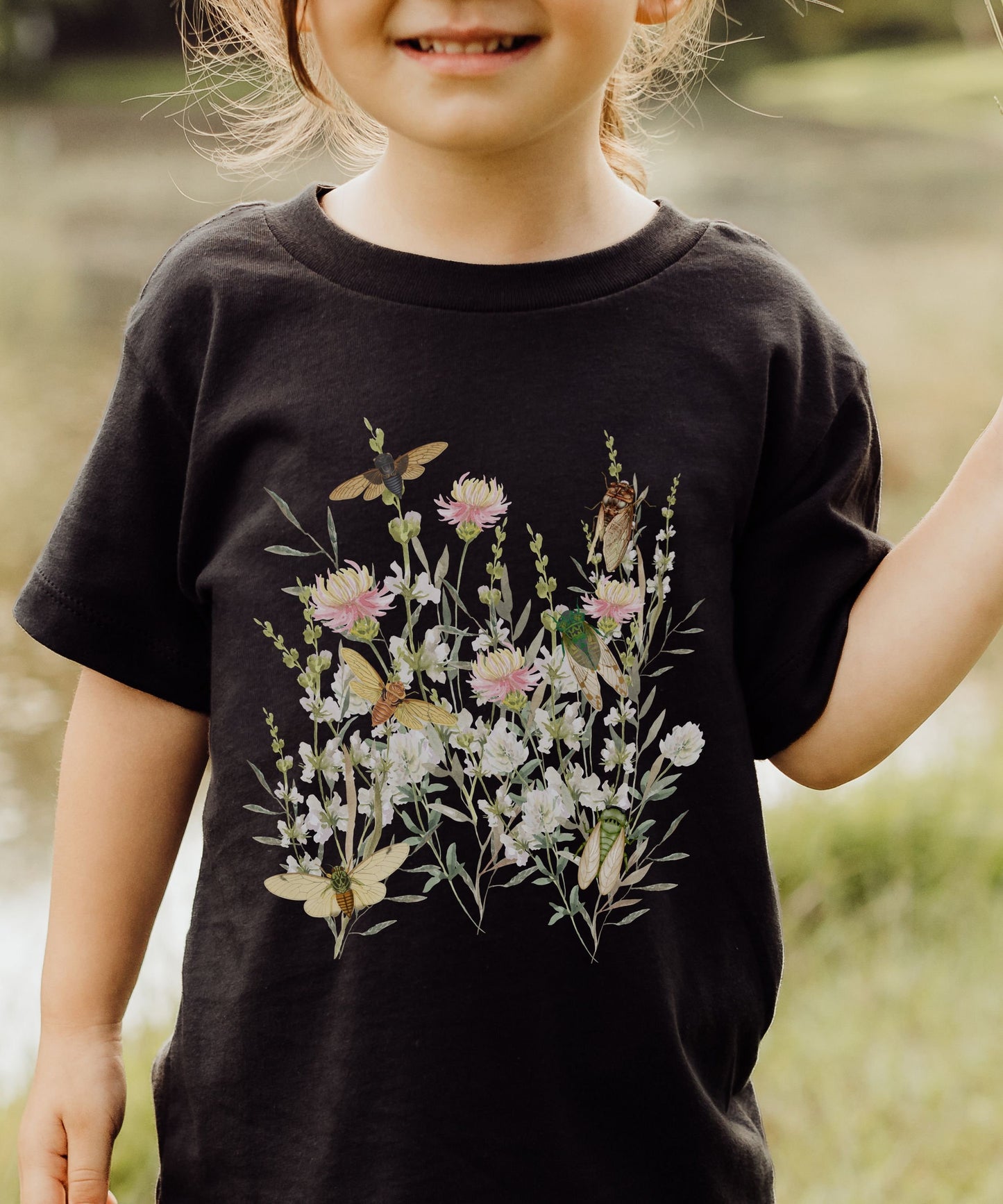 Cicada Toddler Tee Locust Toddler Shirt Wild Flowers Shirt Girl Insect Shirt Cottagecore Goblincore Granola Girl FairyCore Forestcore TShirt