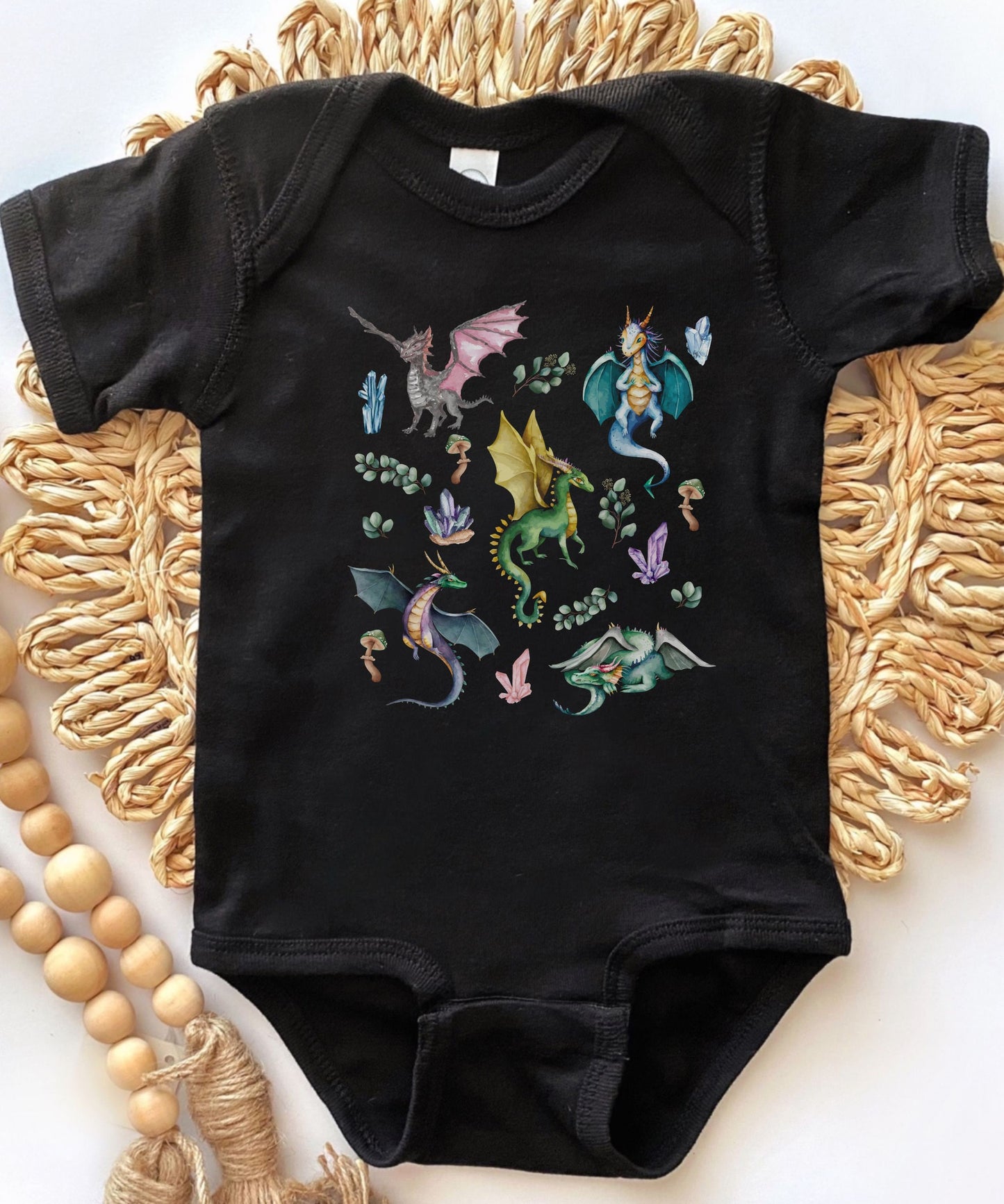 Dragon Bodysuit Baby Mushroom Crystal Cottagecore Fairytale Outfit Cottagecore Forest Core Fairycore Baby Shower Dragon 1st Birthday Party