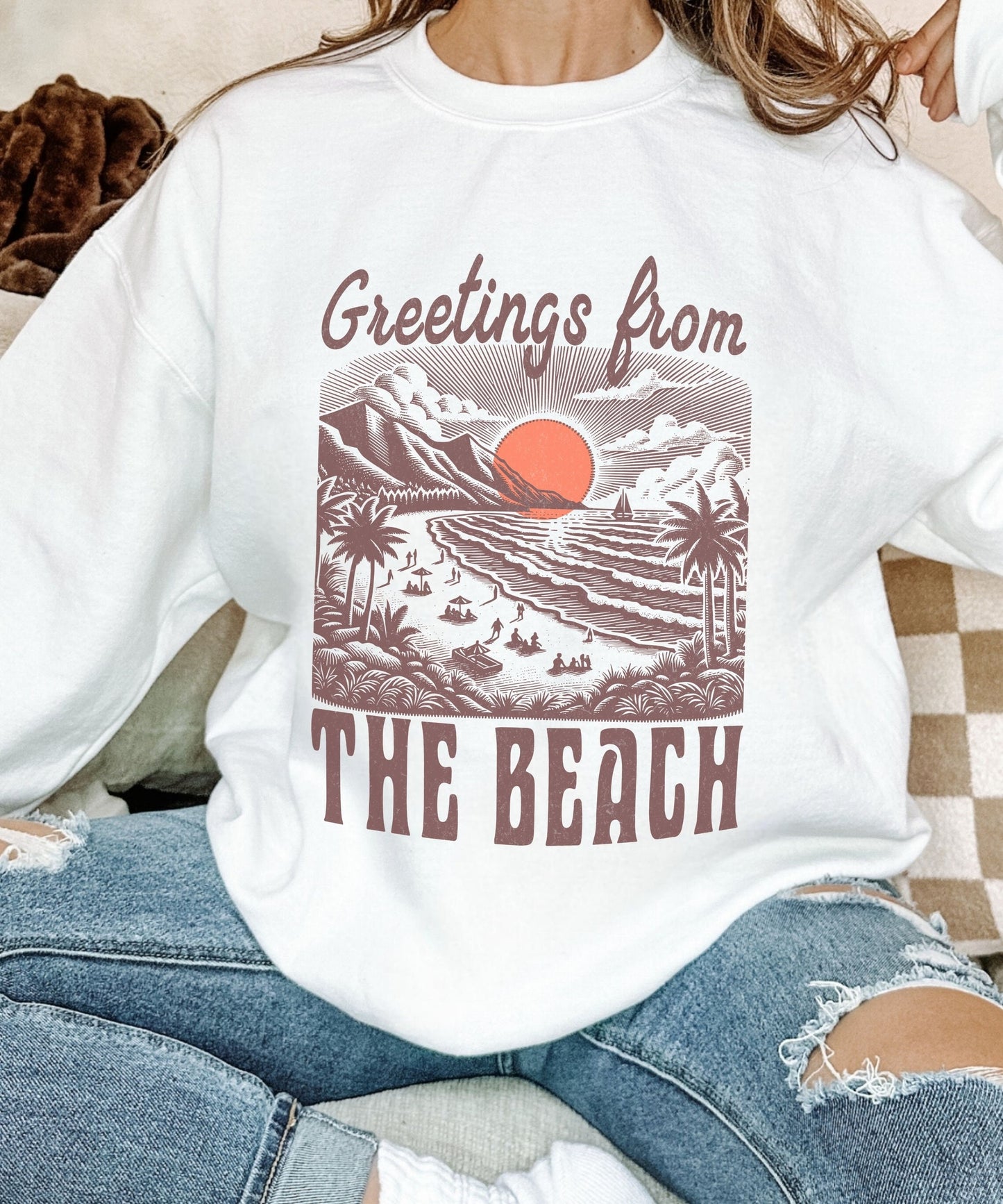 Greetings From The Beach Sweatshirt Coconut Girl Preppy Stuff Beachy Sweatshirt Oceancore Clothing Mermaidcore Granola Girl Sweatshirt