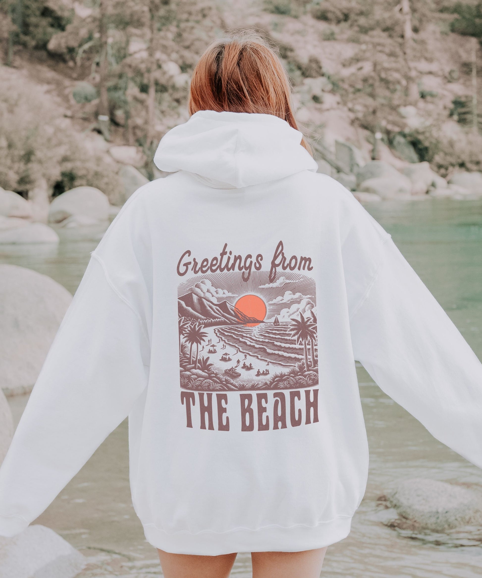 Greetings From The Beach Hoodie, Coconut Girl Mermaid Core,Ocean Beach Hoodie, Beachy Sweatshirt Beachy Hoodies Sunset Hoodie Preppy Clothes