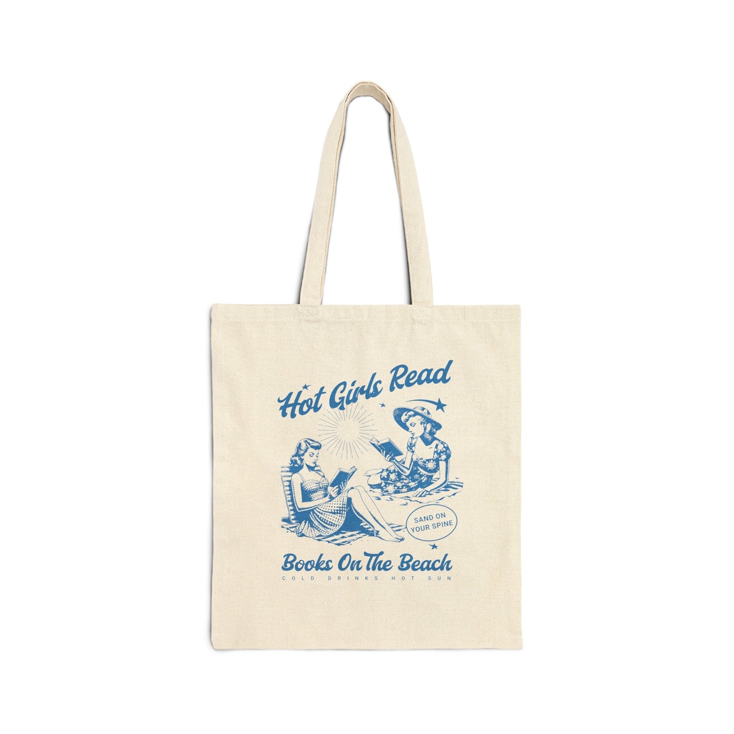Hot Girls Read Books on The Beach Cotton Tote Bag Bookish Tote Bag Bookish Things Smut Reader Romance Reader Romantasy Coconut Girl Tote Bag
