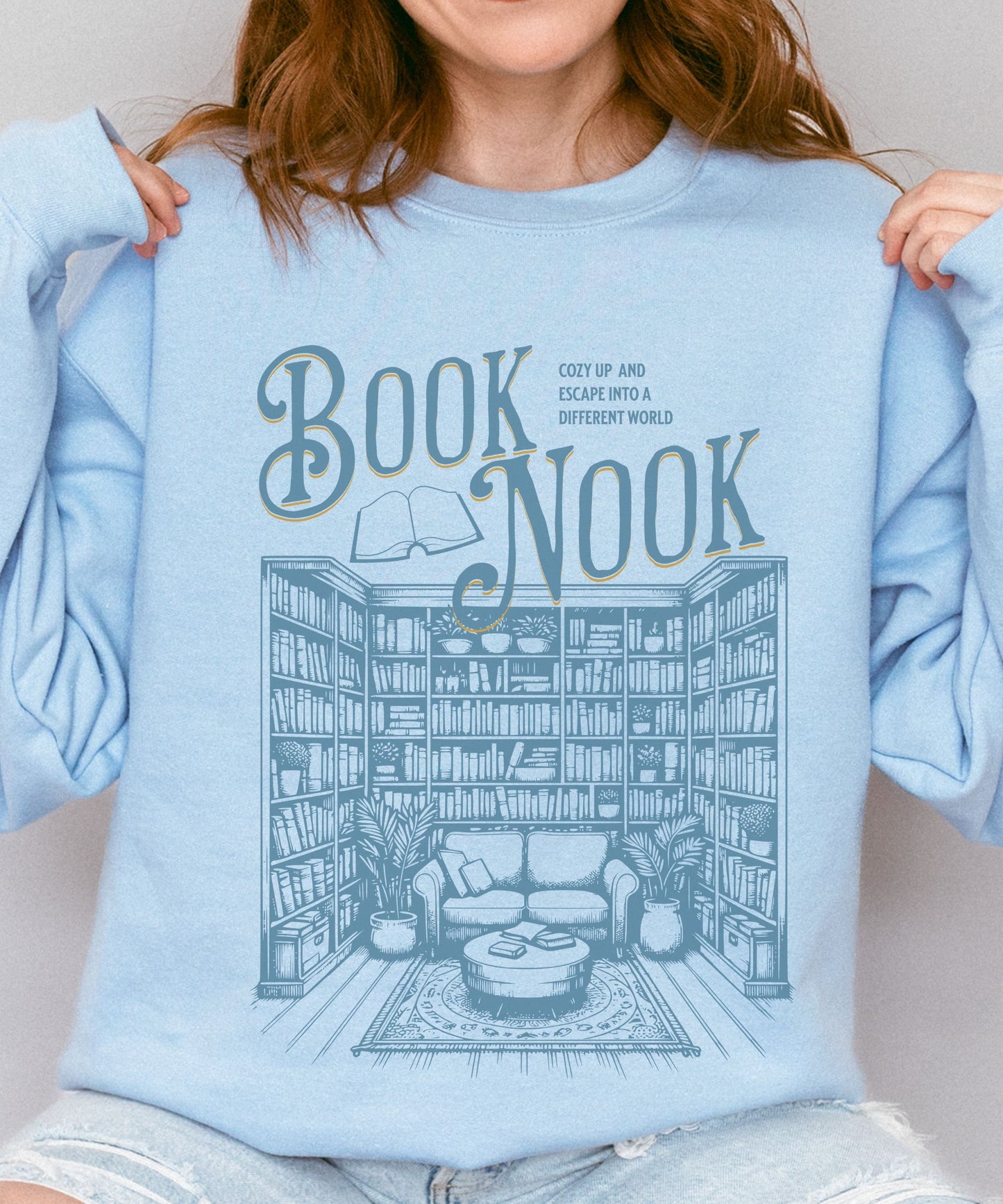 Book Nook Reading Sweatshirt, Literature Shirt Library Crewneck Romantasy Fantasy Dark Romance Reader Sweatshirt Booktrovert Reading Sweater