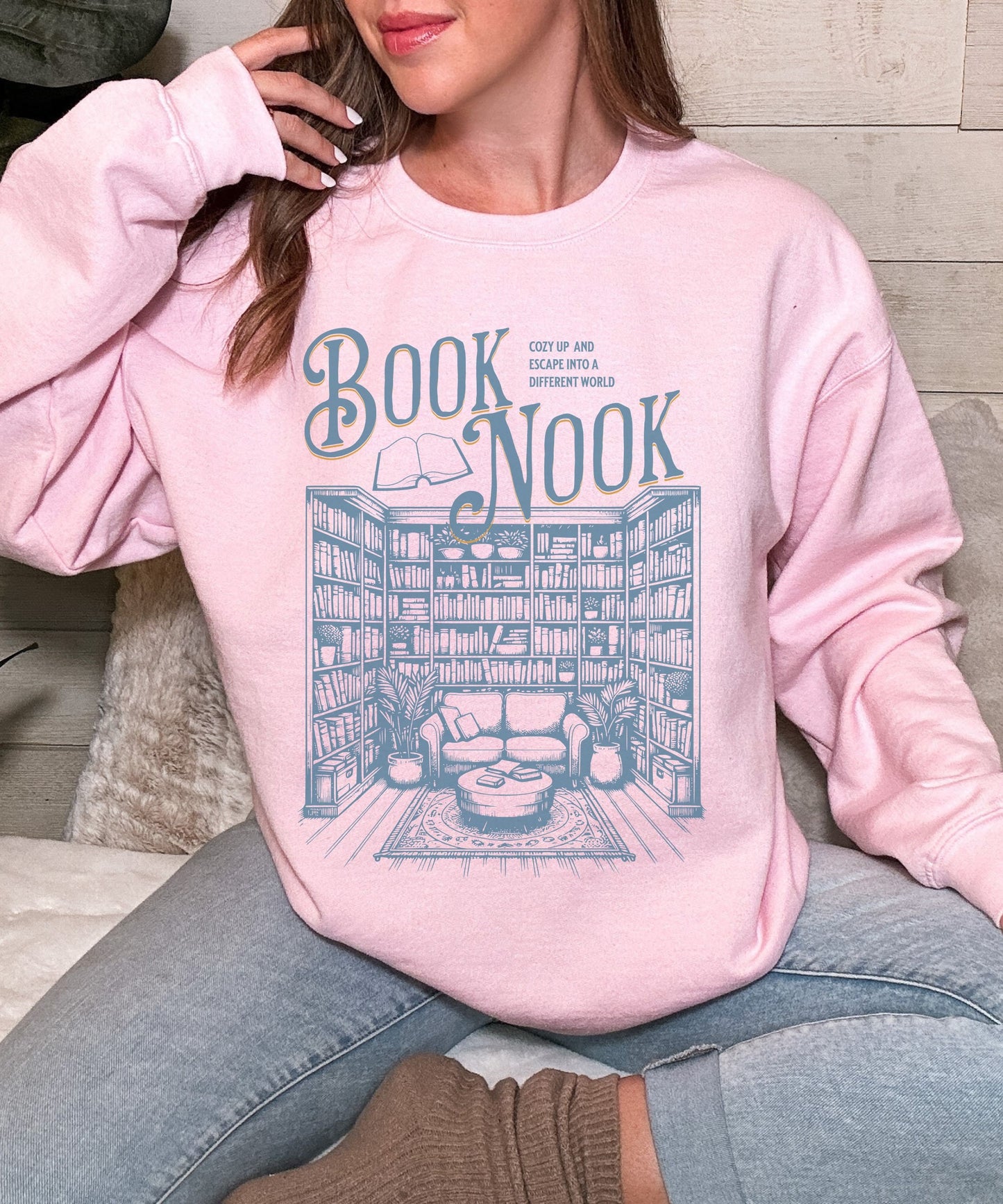 Book Nook Reading Sweatshirt, Literature Shirt Library Crewneck Romantasy Fantasy Dark Romance Reader Sweatshirt Booktrovert Reading Sweater