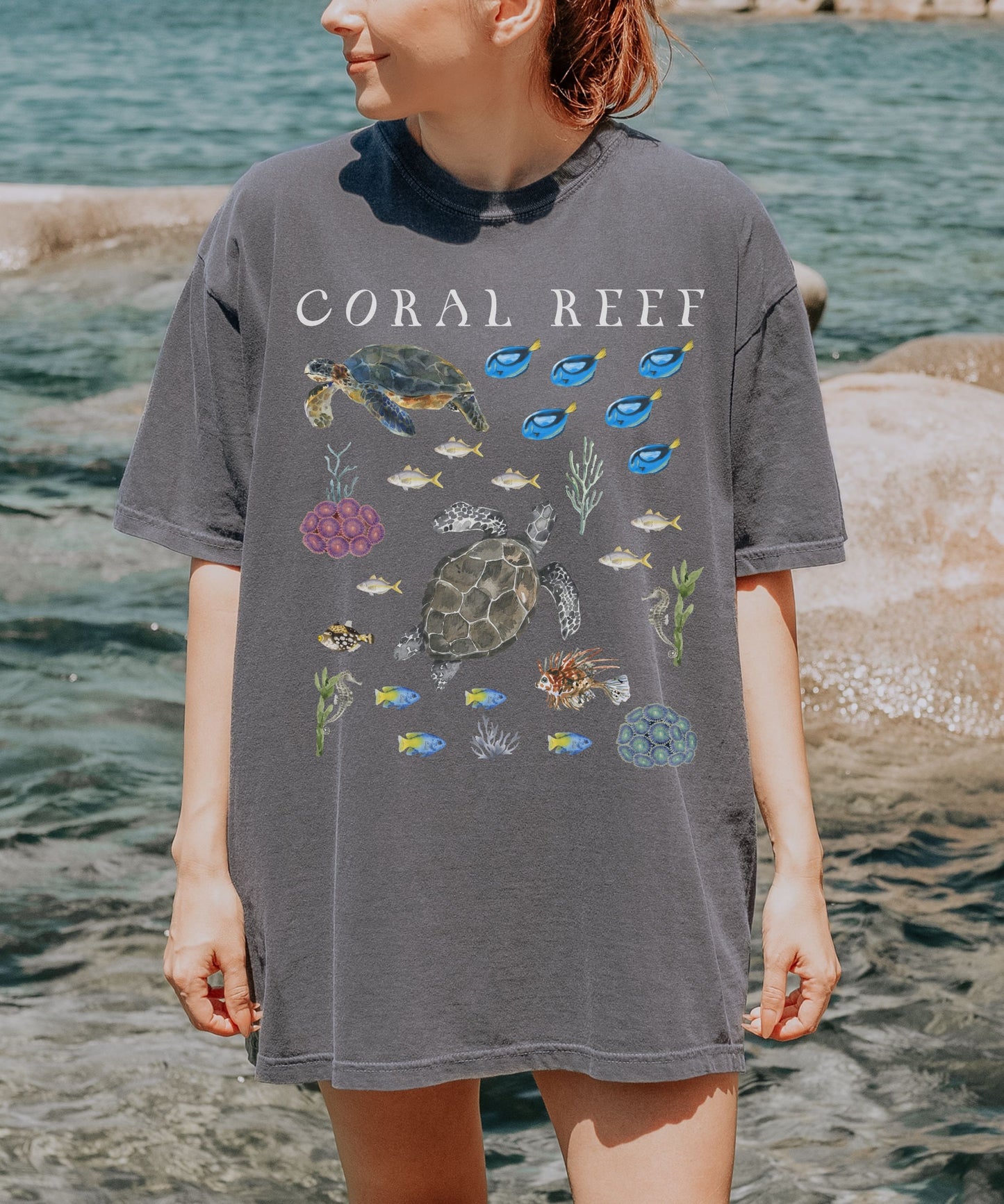 Coral Reef Ocean Animals Tshirt, Mermaidcore Coconut Girl Granola Girl Beachy Shirts Sea Turtle Gifts Sea Turtle Tshirt Seaturtle Sea Party