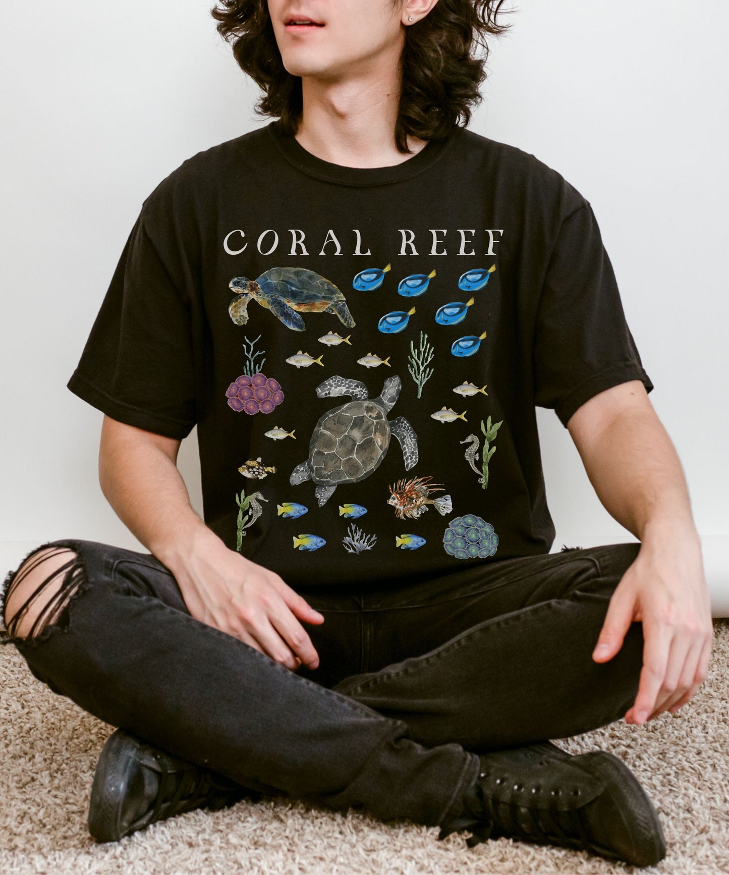 Coral Reef Ocean Animals Tshirt, Mermaidcore Coconut Girl Granola Girl Beachy Shirts Sea Turtle Gifts Sea Turtle Tshirt Seaturtle Sea Party