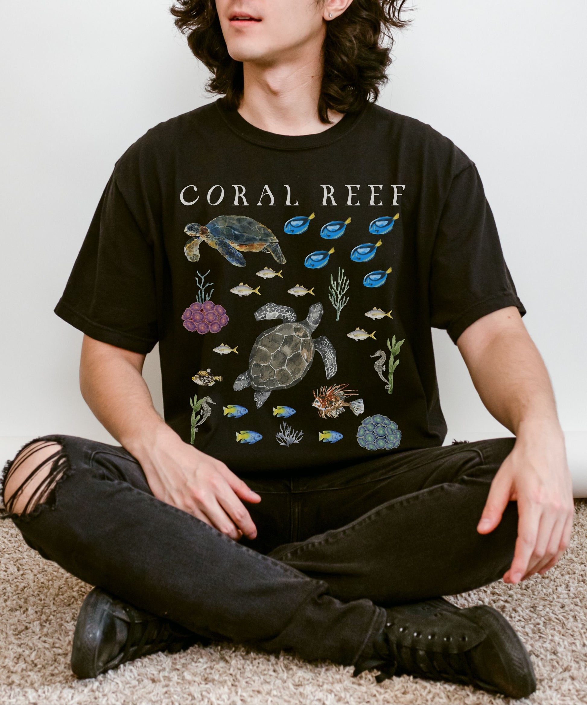 Coral Reef Ocean Animals Tshirt, Mermaidcore Coconut Girl Granola Girl Beachy Shirts Sea Turtle Gifts Sea Turtle Tshirt Seaturtle Sea Party