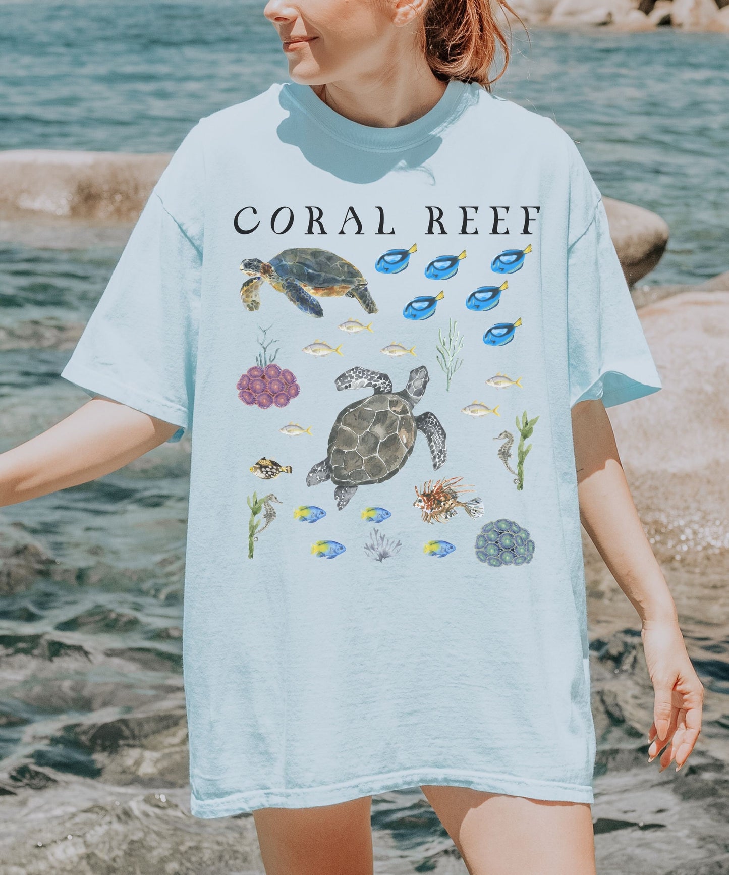 Coral Reef Ocean Animals Tshirt, Mermaidcore Coconut Girl Granola Girl Beachy Shirts Sea Turtle Gifts Sea Turtle Tshirt Seaturtle Sea Party