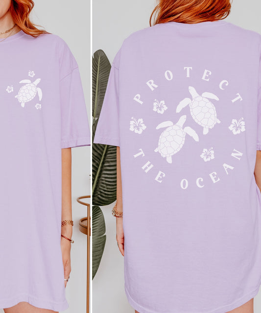 Protect The Ocean Sea Turtle Shirt, Mini Sea Turtle Shirt Ecology Shirt Mermaidcore Tee Mermaid Core Coconut Girl Beachy Shirt Preppy Stuff