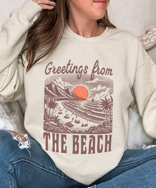 Greetings From The Beach Sweatshirt Coconut Girl Preppy Stuff Beachy Sweatshirt Oceancore Clothing Mermaidcore Granola Girl Sweatshirt