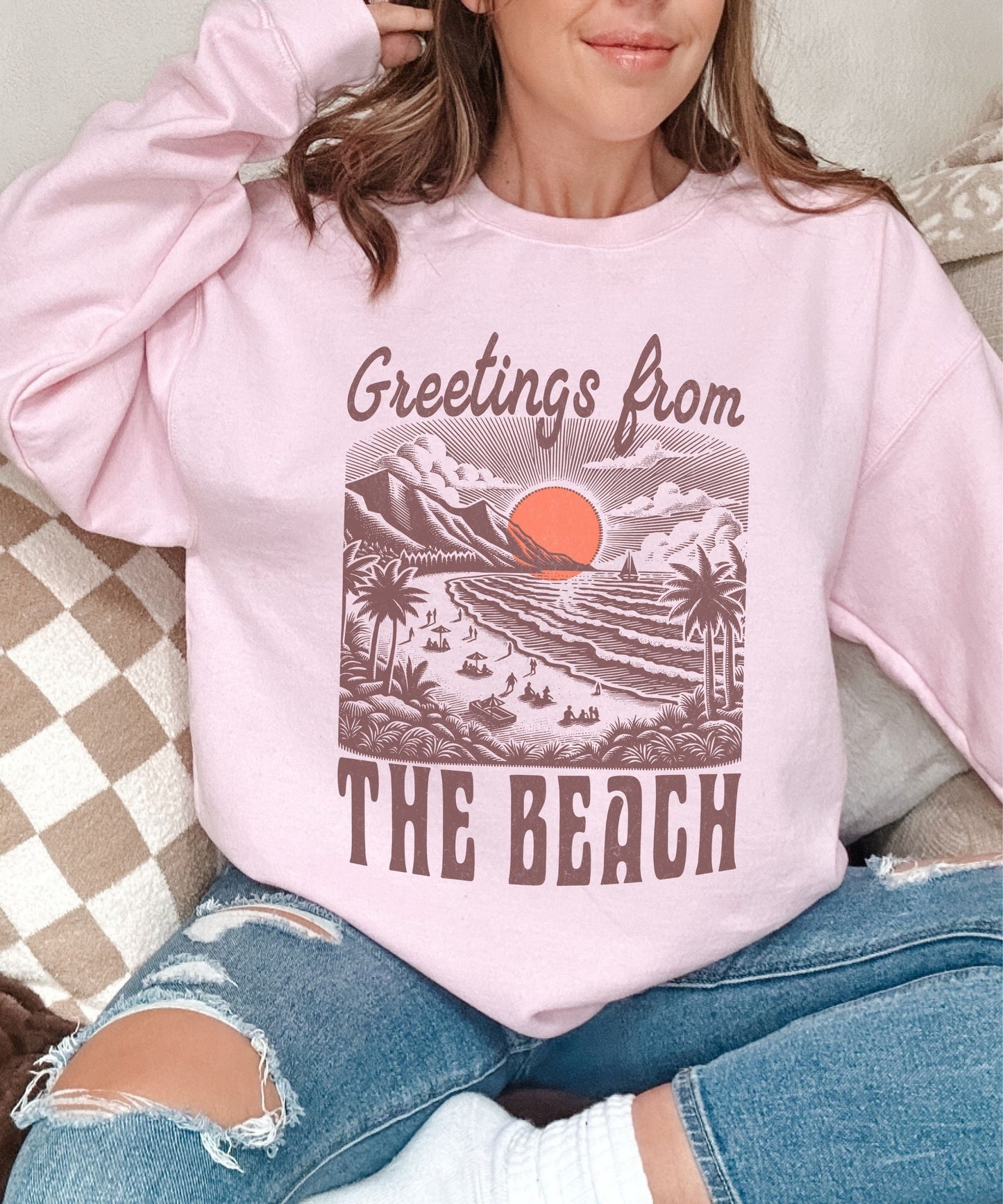 Greetings From The Beach Sweatshirt Coconut Girl Preppy Stuff Beachy Sweatshirt Oceancore Clothing Mermaidcore Granola Girl Sweatshirt