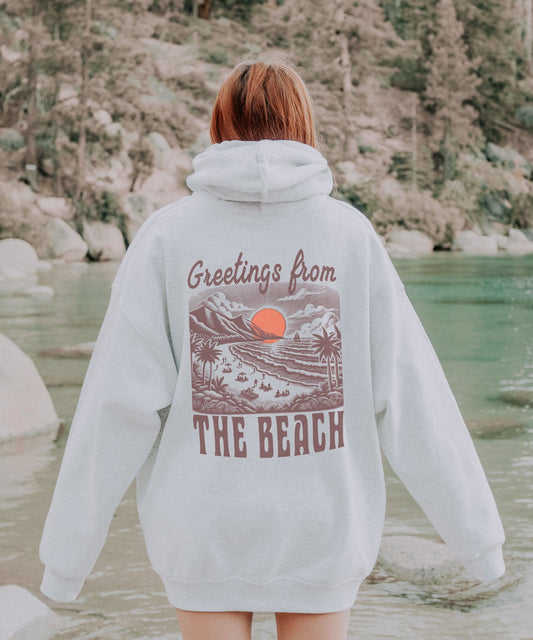 Greetings From The Beach Hoodie, Coconut Girl Mermaid Core,Ocean Beach Hoodie, Beachy Sweatshirt Beachy Hoodies Sunset Hoodie Preppy Clothes