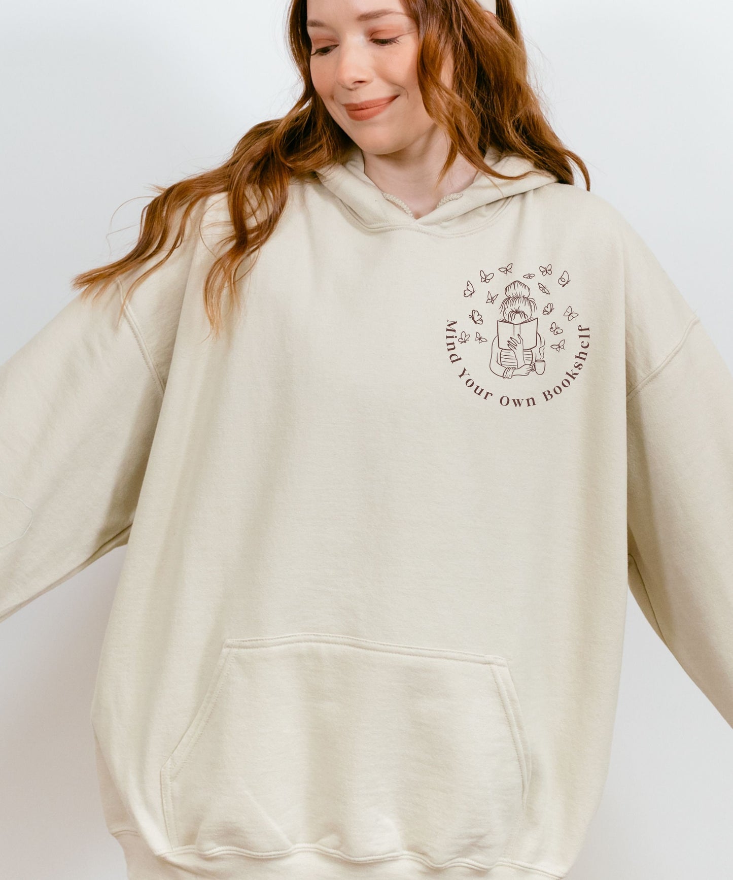 Mind Your Own Bookshelf Hoodie, Reading Sweatshirt Banned Books Smut Shirt Romantasy Dark Romance Reader Booktrovert Library Sweatshirt
