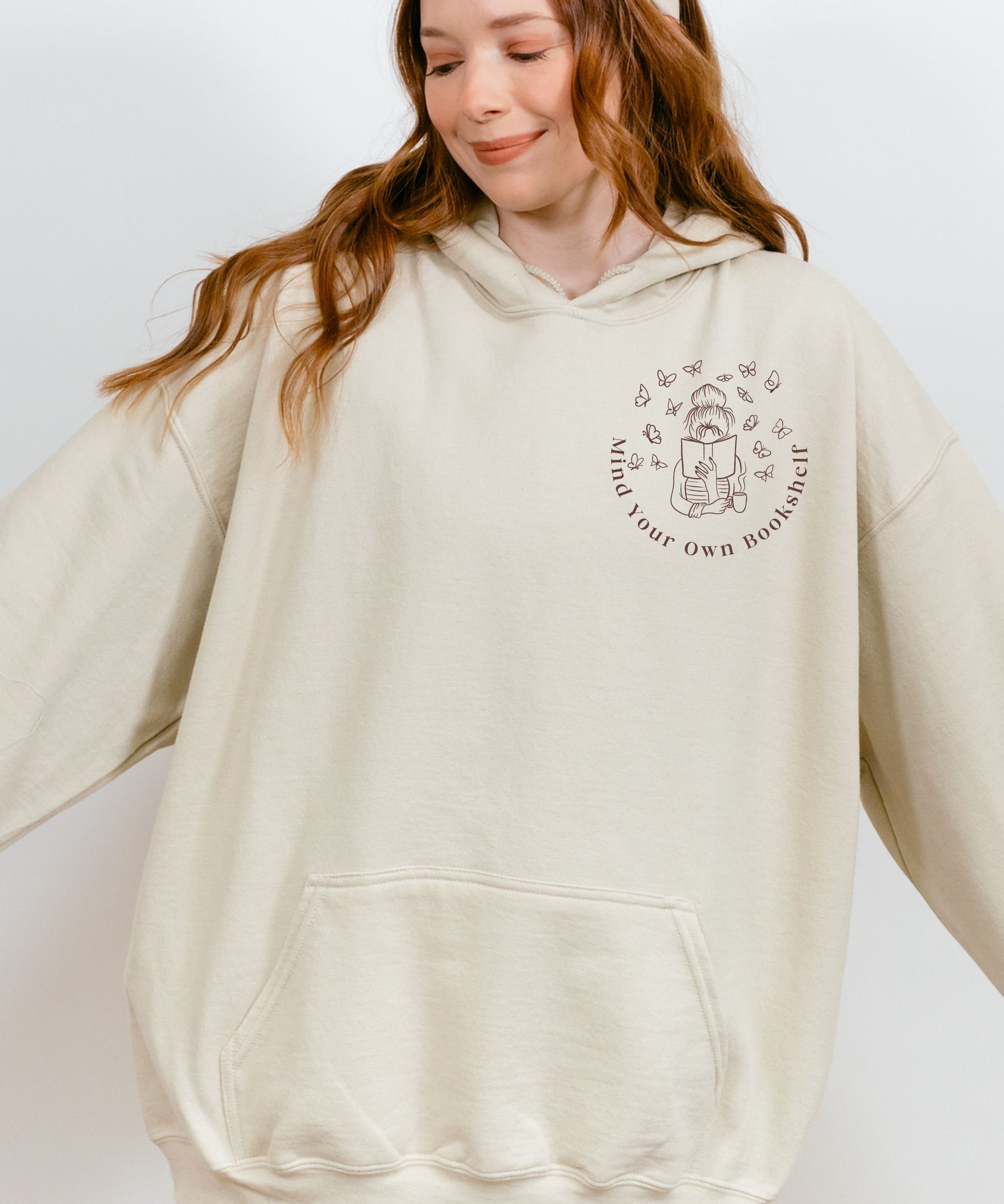 Mind Your Own Bookshelf Hoodie, Reading Sweatshirt Banned Books Smut Shirt Romantasy Dark Romance Reader Booktrovert Library Sweatshirt