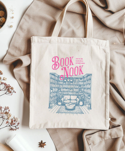 Book Nook Reading Tote Bag, Bookish Tote Bag Booktrovert Gifts for Readers Tote Bag Book Lover, Booktok Merch Library Bag Bookish Things