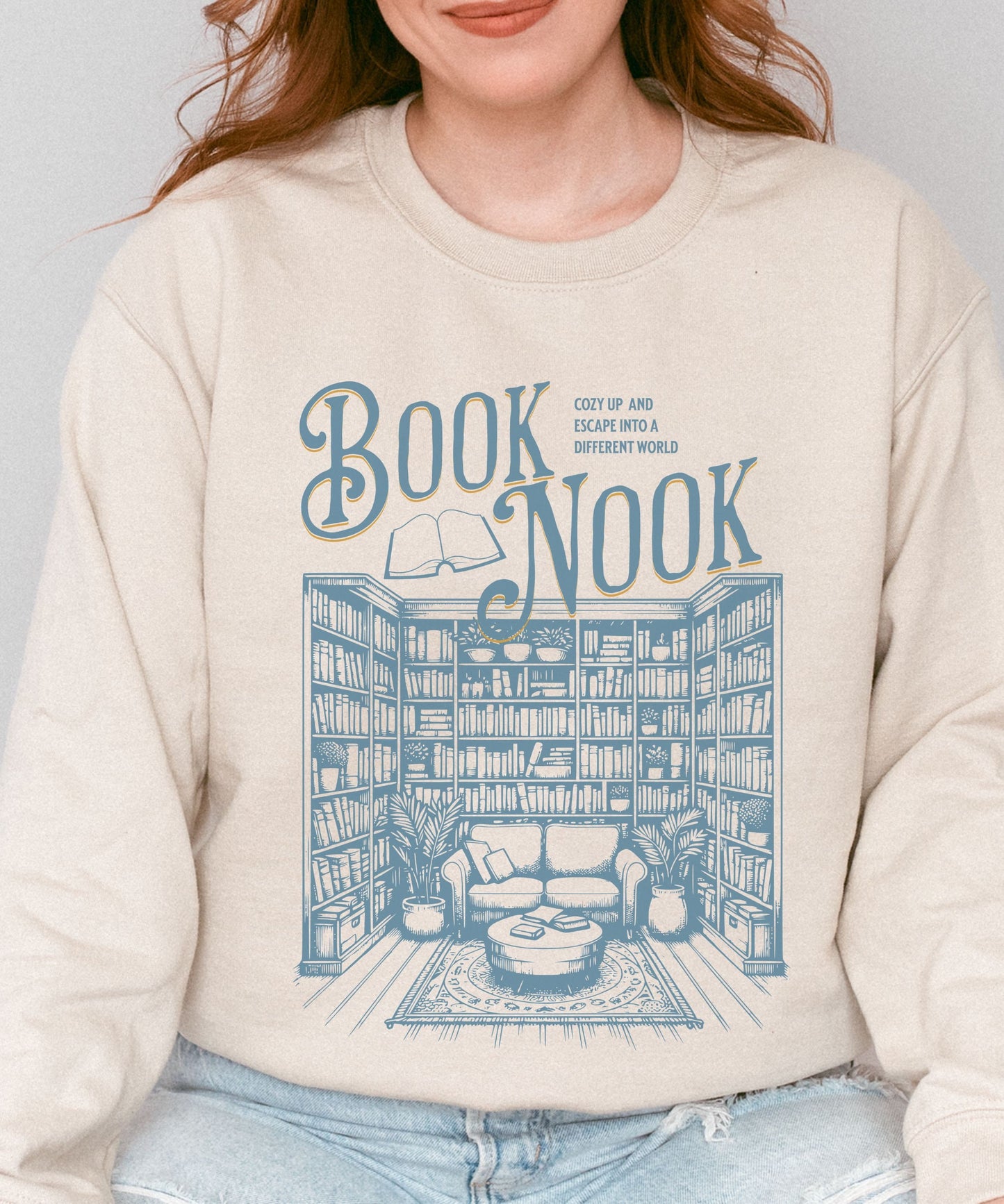 Book Nook Reading Sweatshirt, Literature Shirt Library Crewneck Romantasy Fantasy Dark Romance Reader Sweatshirt Booktrovert Reading Sweater