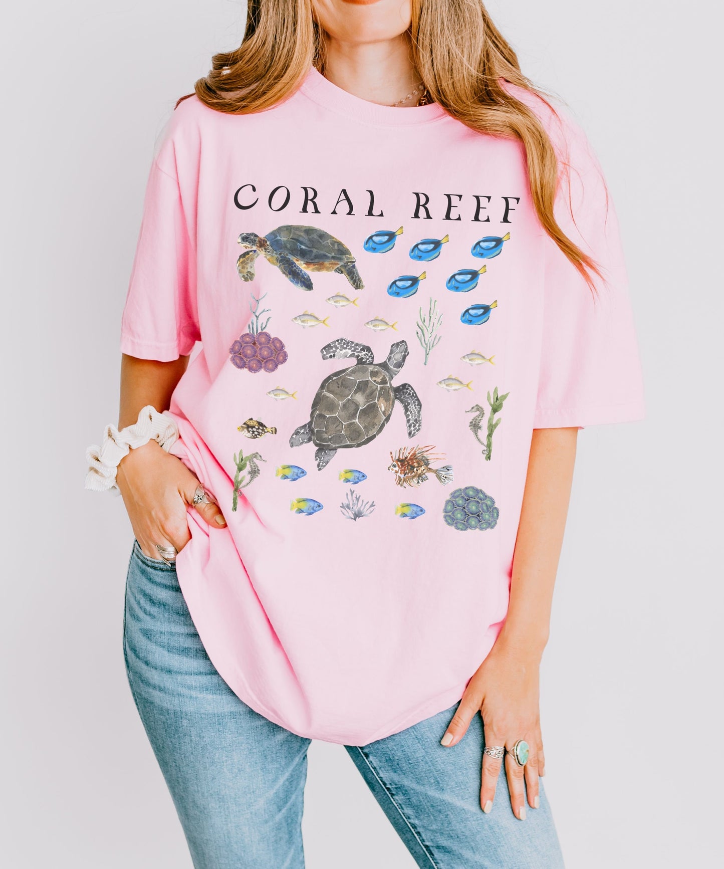 Coral Reef Ocean Animals Tshirt, Mermaidcore Coconut Girl Granola Girl Beachy Shirts Sea Turtle Gifts Sea Turtle Tshirt Seaturtle Sea Party