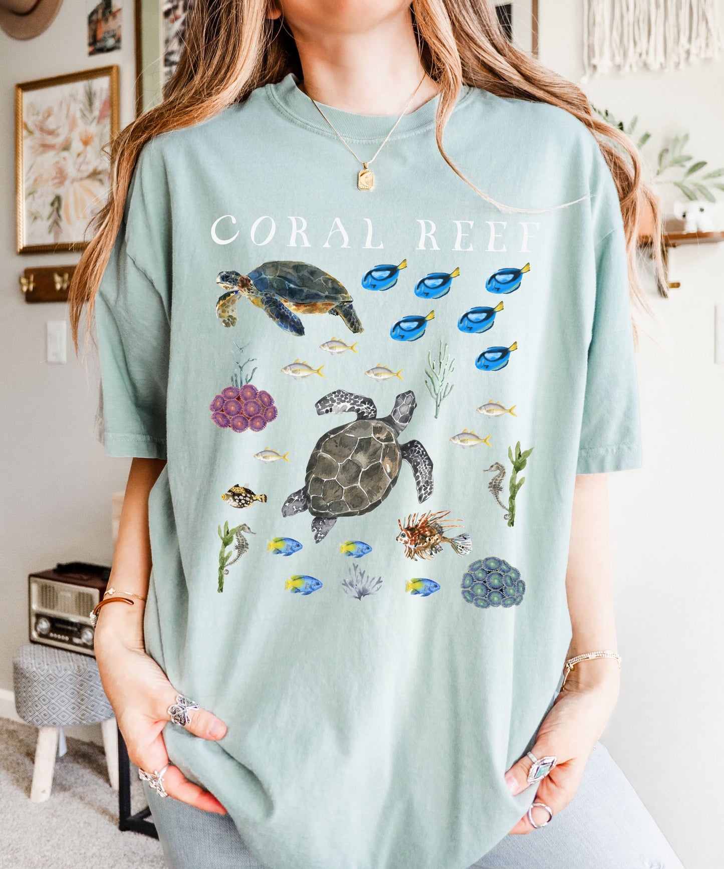 Coral Reef Ocean Animals Tshirt, Mermaidcore Coconut Girl Granola Girl Beachy Shirts Sea Turtle Gifts Sea Turtle Tshirt Seaturtle Sea Party