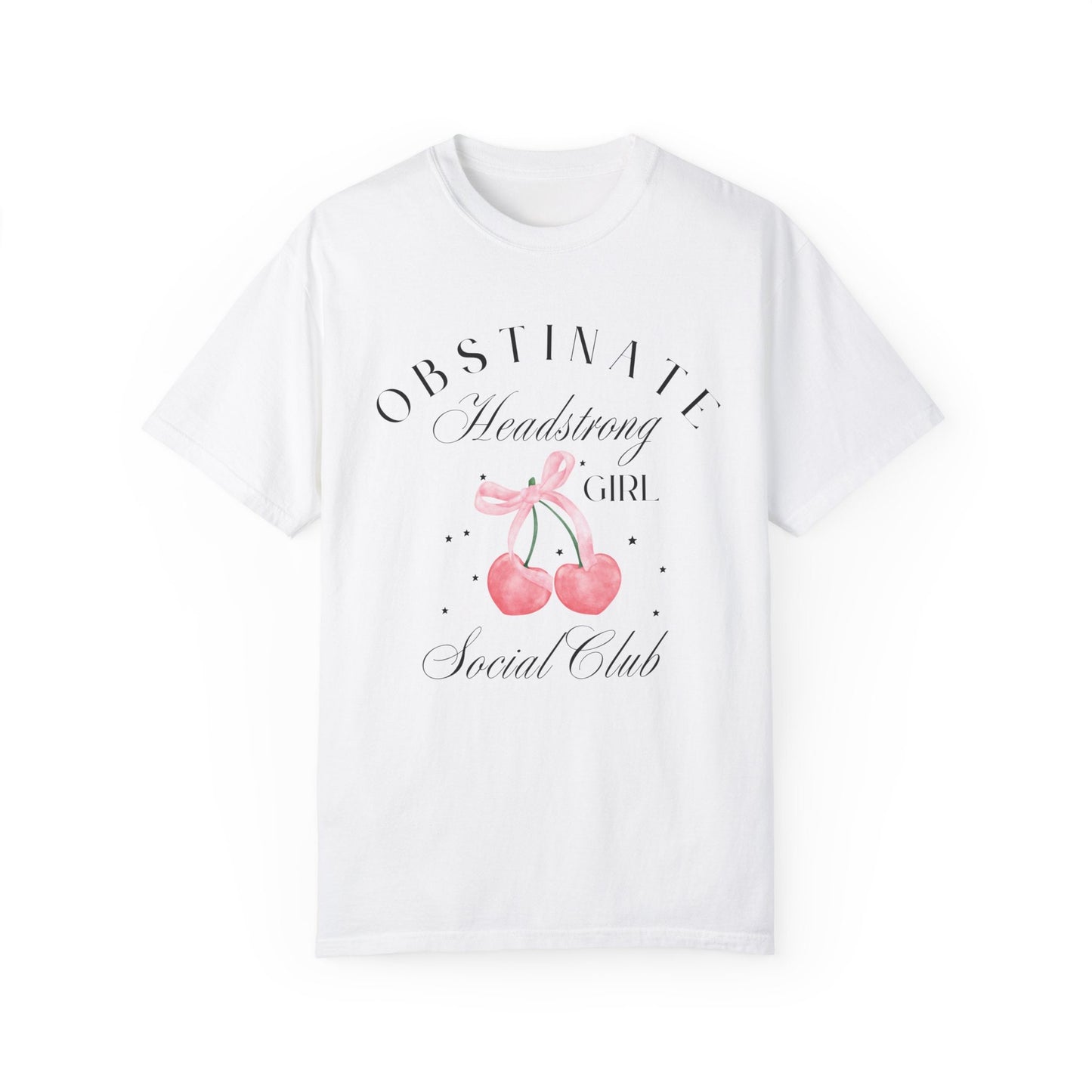 Obstinate Headstrong Girl Social Club T Shirt, Jane Austen Shirt, Feminist Jane Austen Pride and Prejudice Shirt, Coquette Bow Cherry Shirt