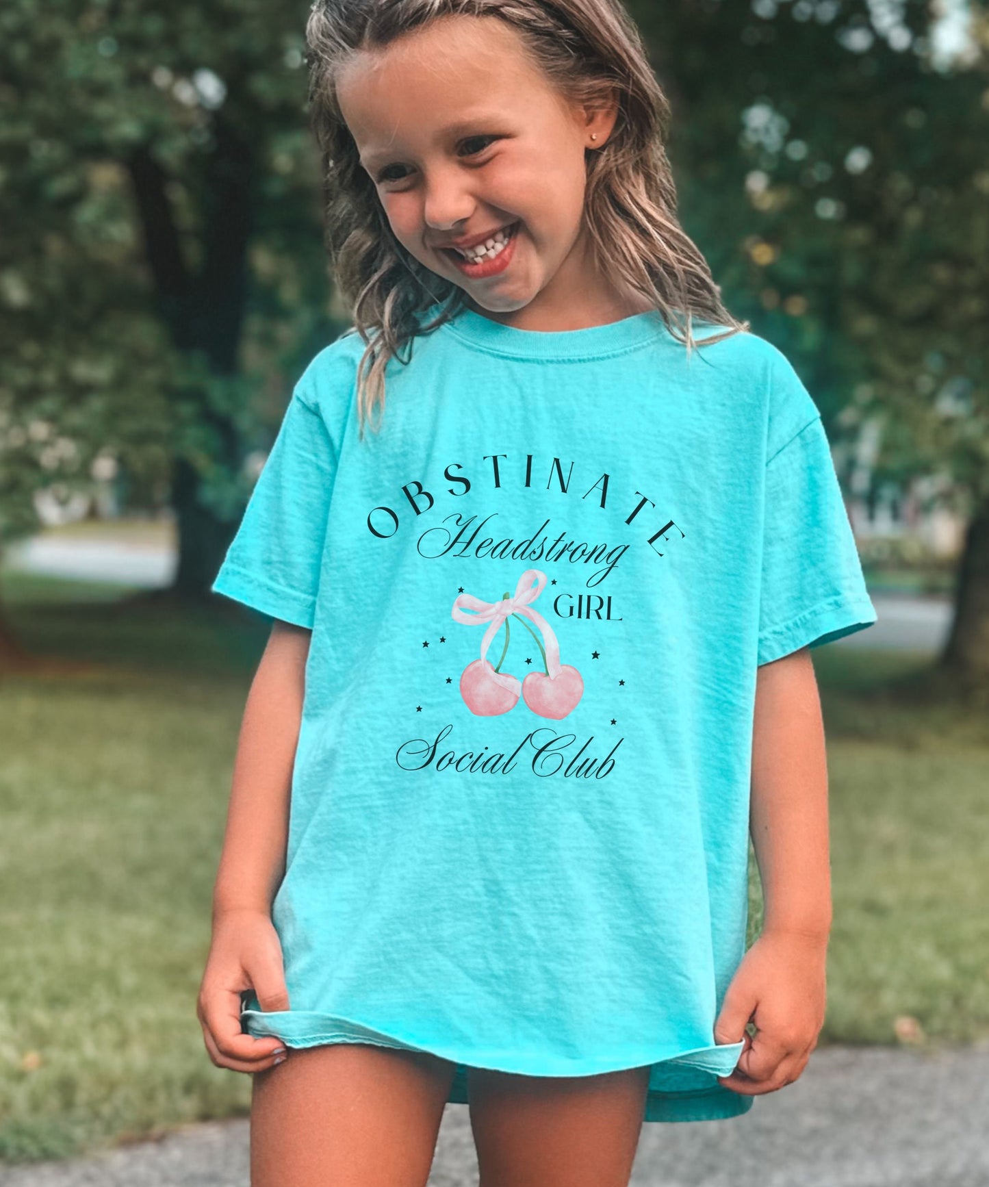Jane Austen Shirt Girl, Feminist Jane Austen Pride and Prejudice Shirt, Coquette Bow Cherry Obstinate Headstrong Girl Social Club Shirt Kids